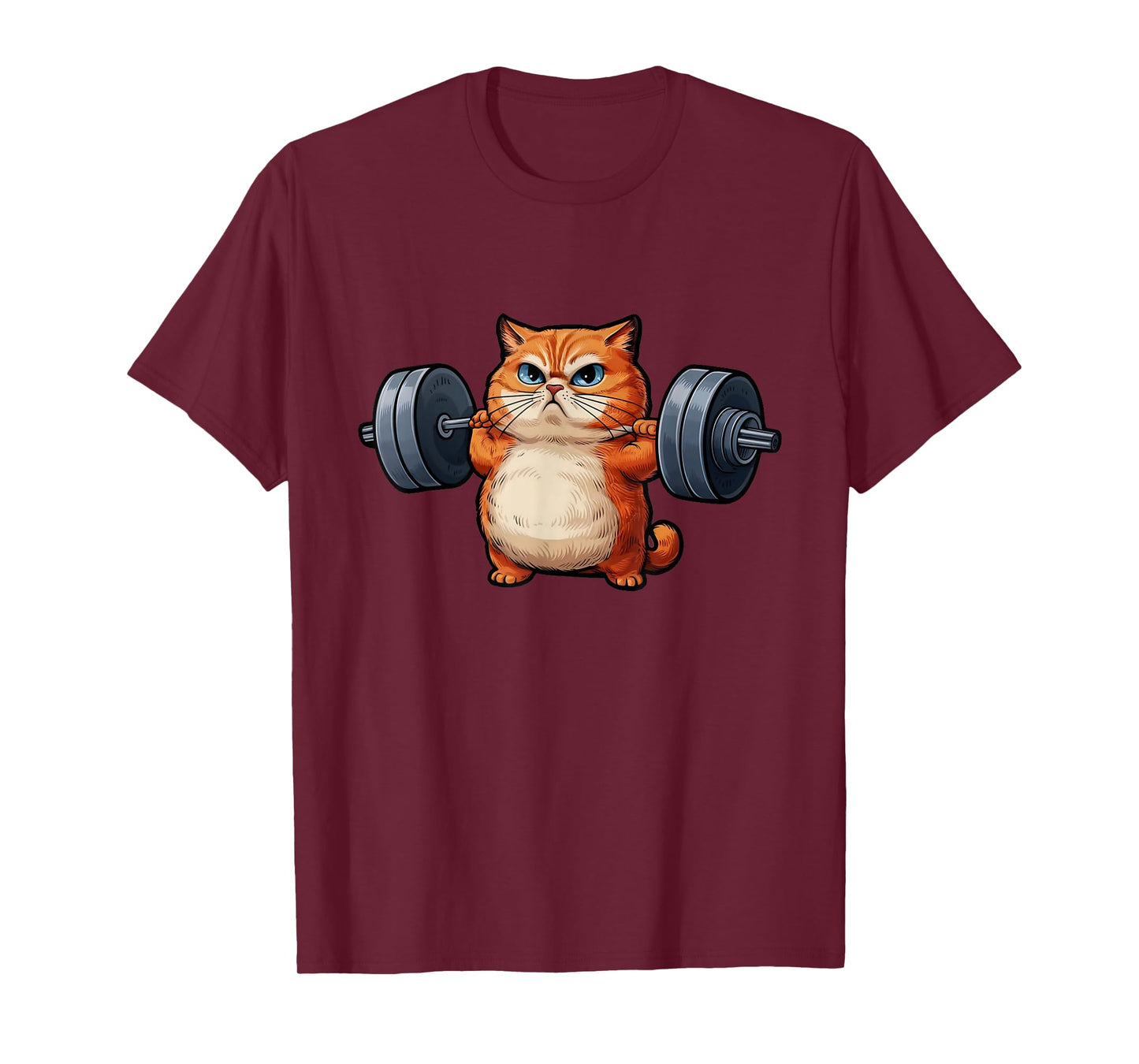 Cat Weightlifting T-Shirt- Funny Cat Workout and Fitness Tee T-Shirt for Men Women Kids