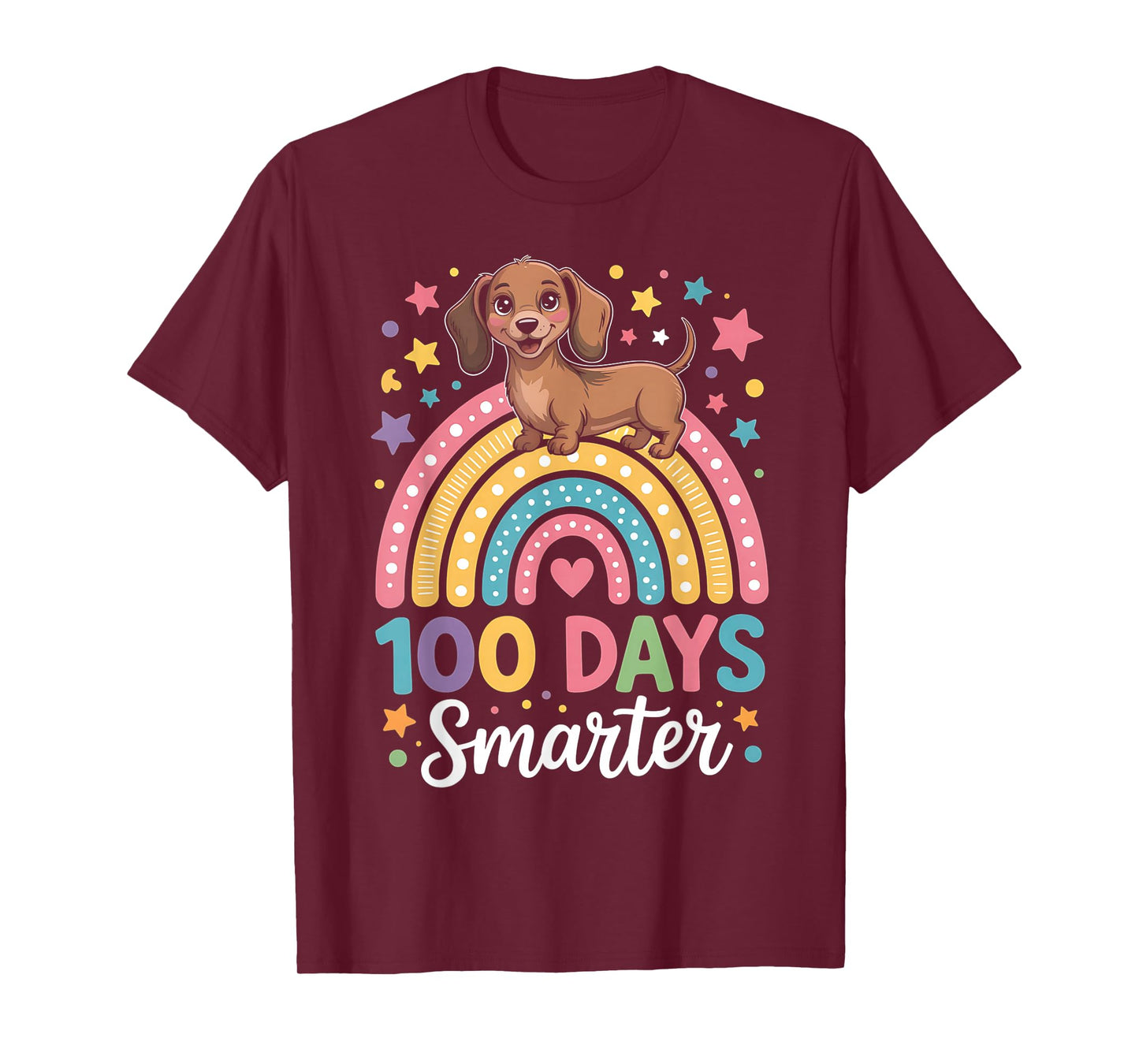 100 Days Smarter Dachshund Dog Rainbow 100th Day of School T-Shirt