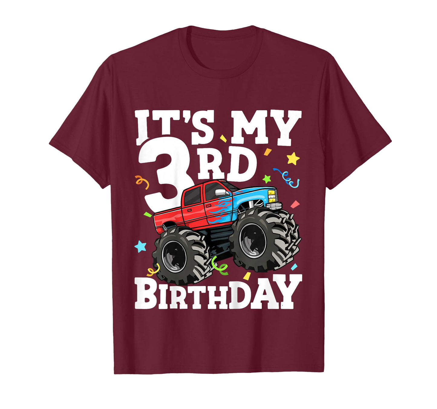 Kids Monster Truck It's My 3rd Birthday Boy 3 Three Toddler T-Shirt