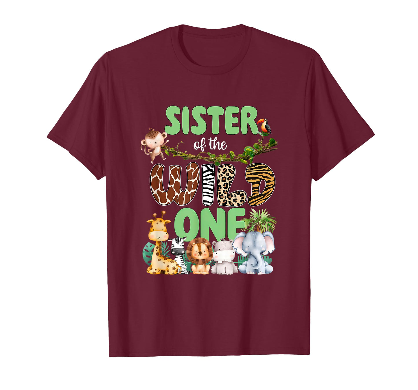 Sister of The Wild One 1st Birthday Boy Kids Safari Jungle T-Shirt