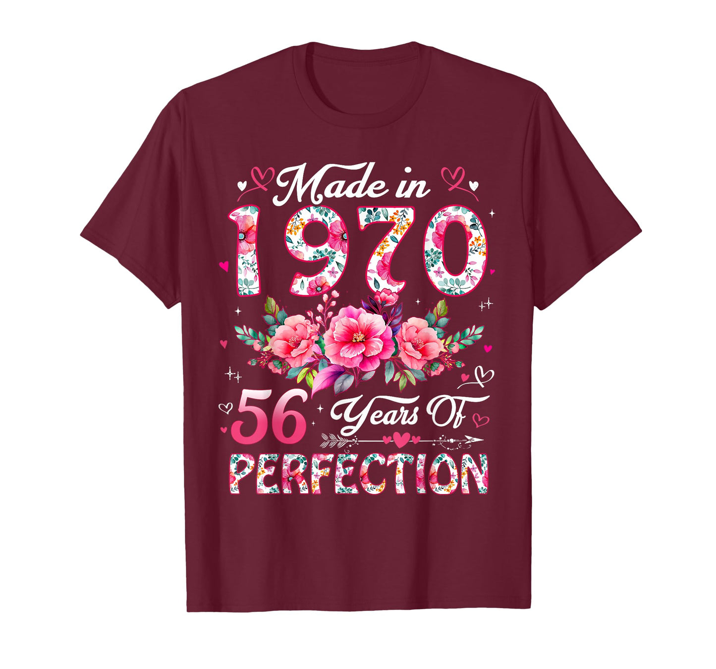 56 Year Old Made in 1970 Floral 56th Birthday Women T-Shirt
