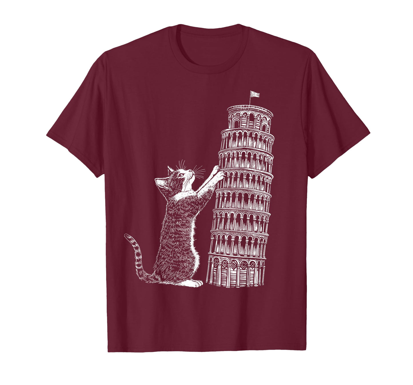 Cat Scratching the Leaning Tower of Pisa – Italy Funny Cat T-Shirt