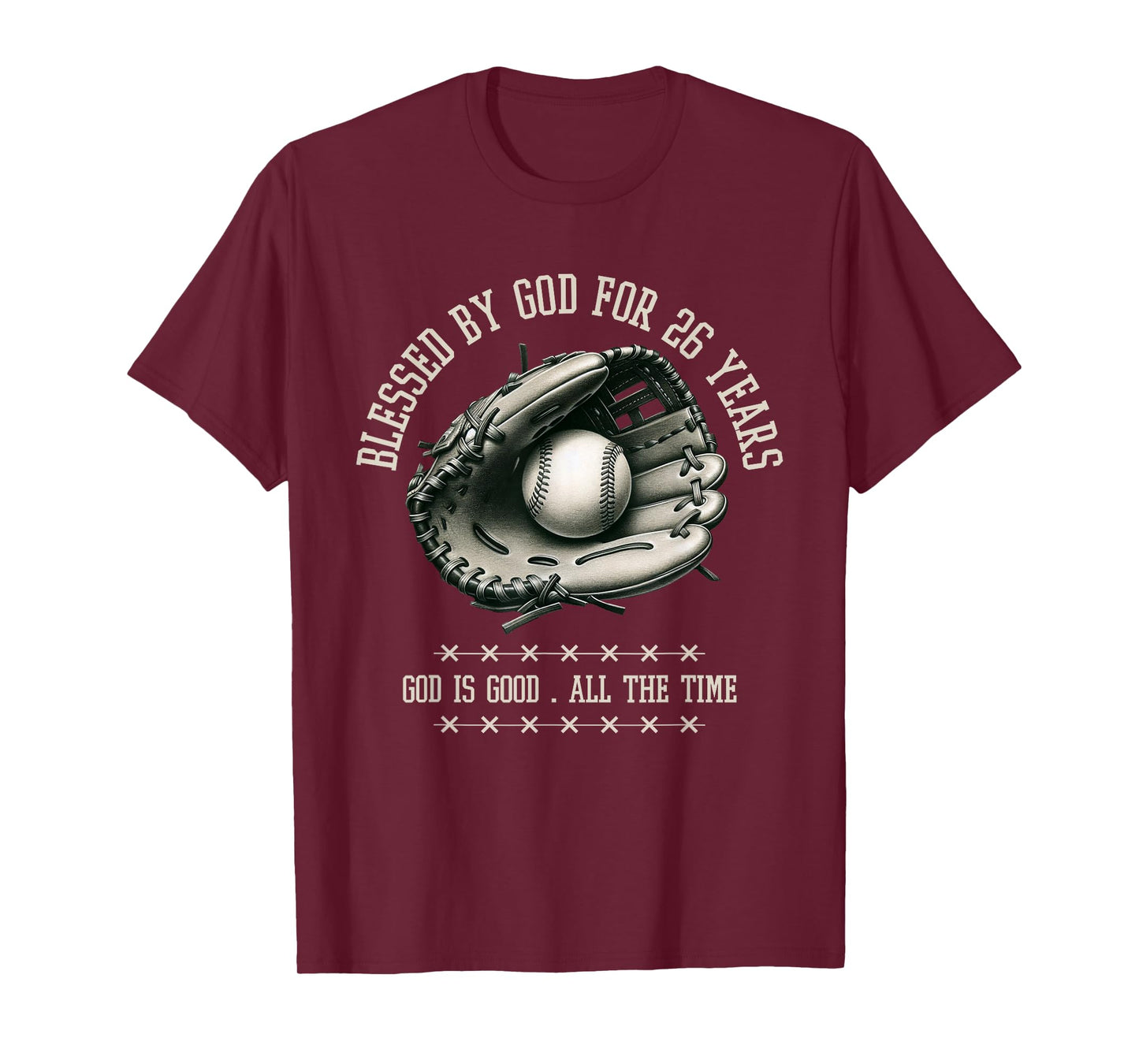 Blessed by God for 26 Years Old Baseball 26th Birthday Gifts T-Shirt
