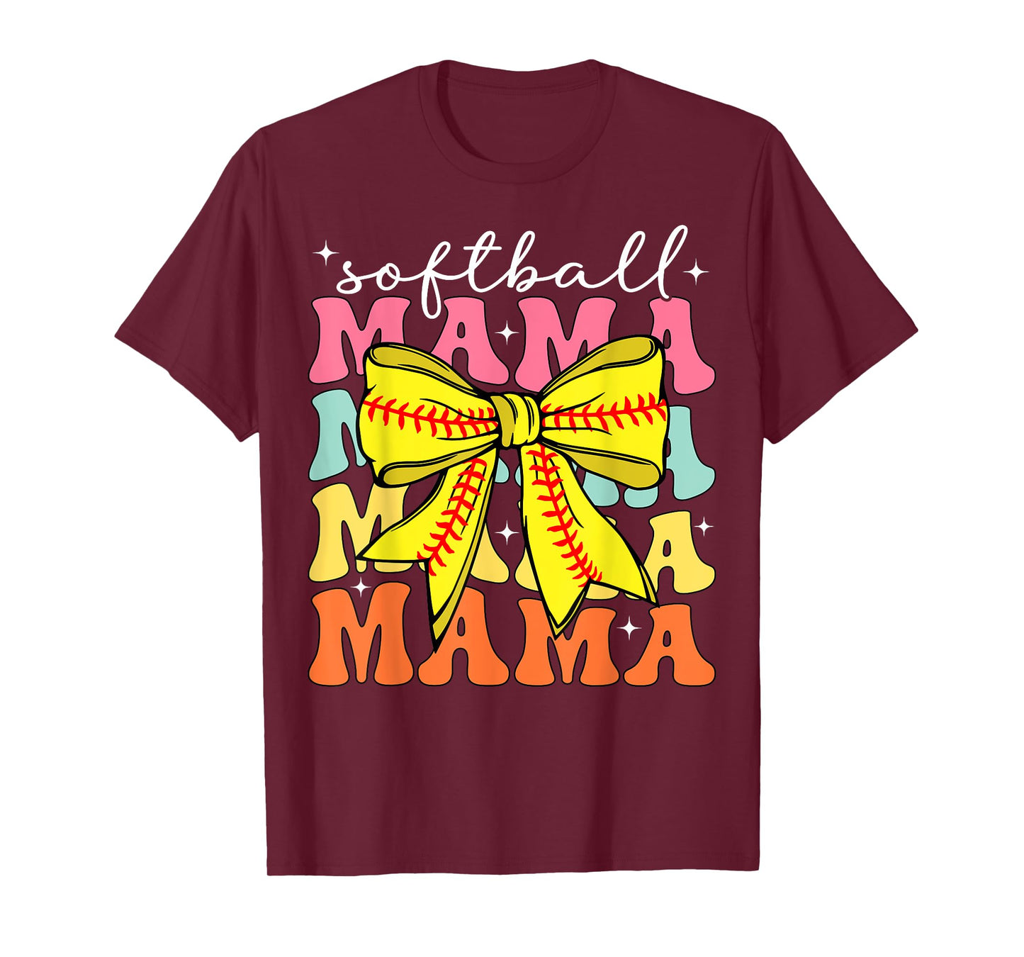 Softball Mama Coquette Bow Softball Mom Mothers Day Game day T-Shirt