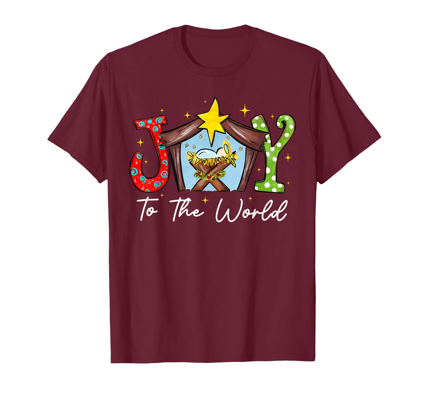 Joy to The World Baby Jesus Christmas Nativity Scene T-Shirt