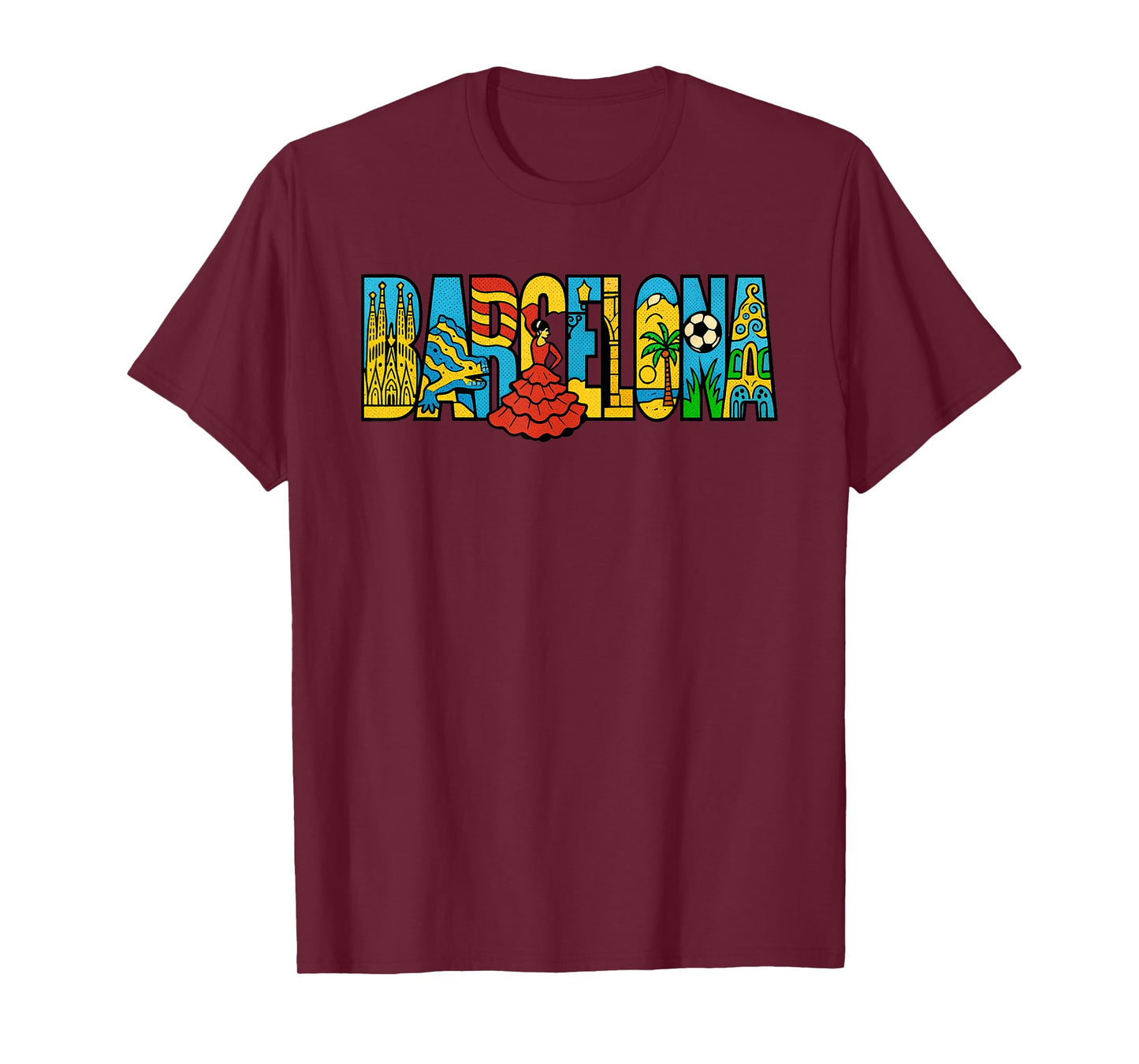 Barcelona Spain Souvenir City Icons Graphic T-Shirt