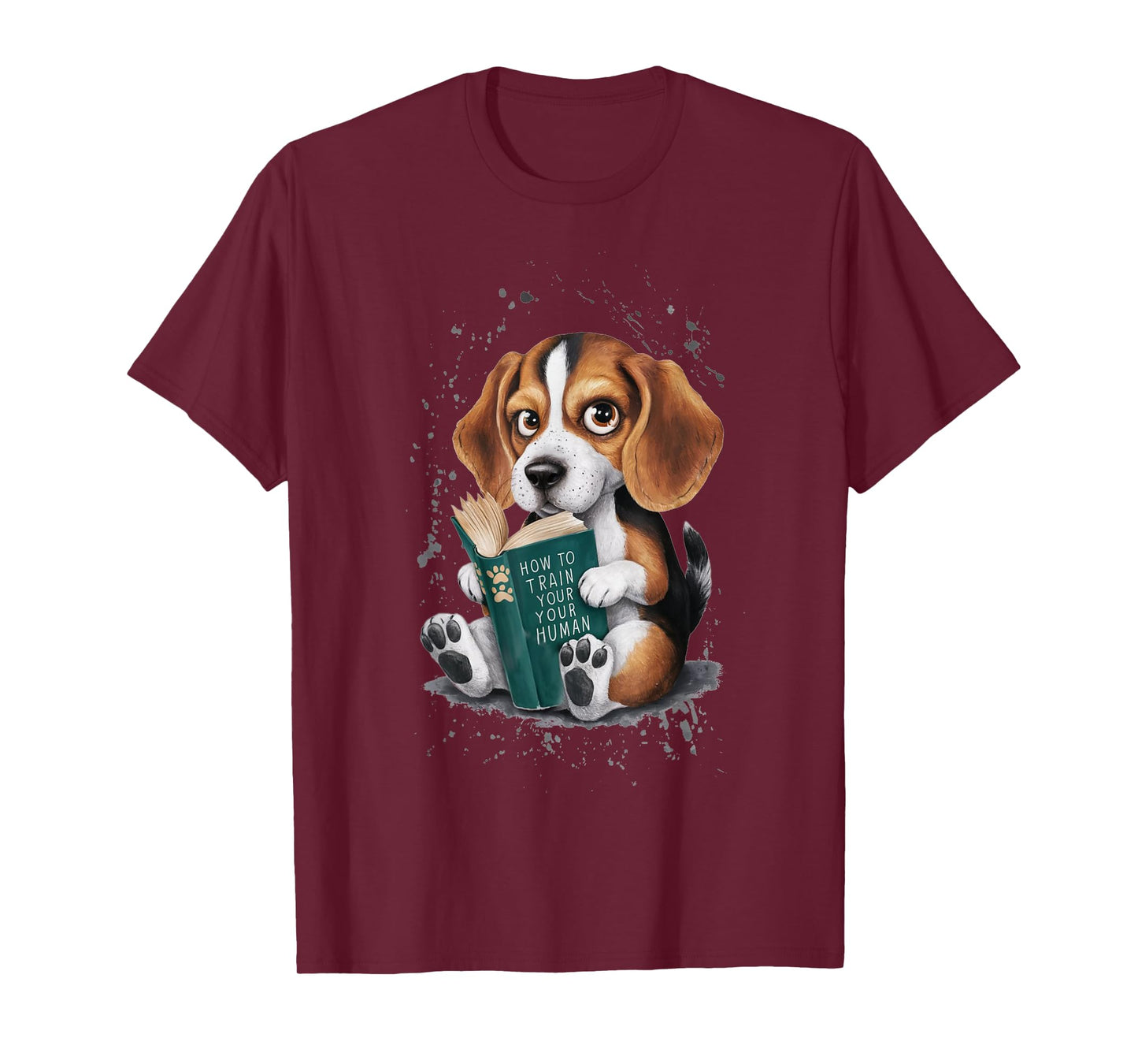 Funny Beagle Puppy Reading "How to Train Your Human" Design T-Shirt