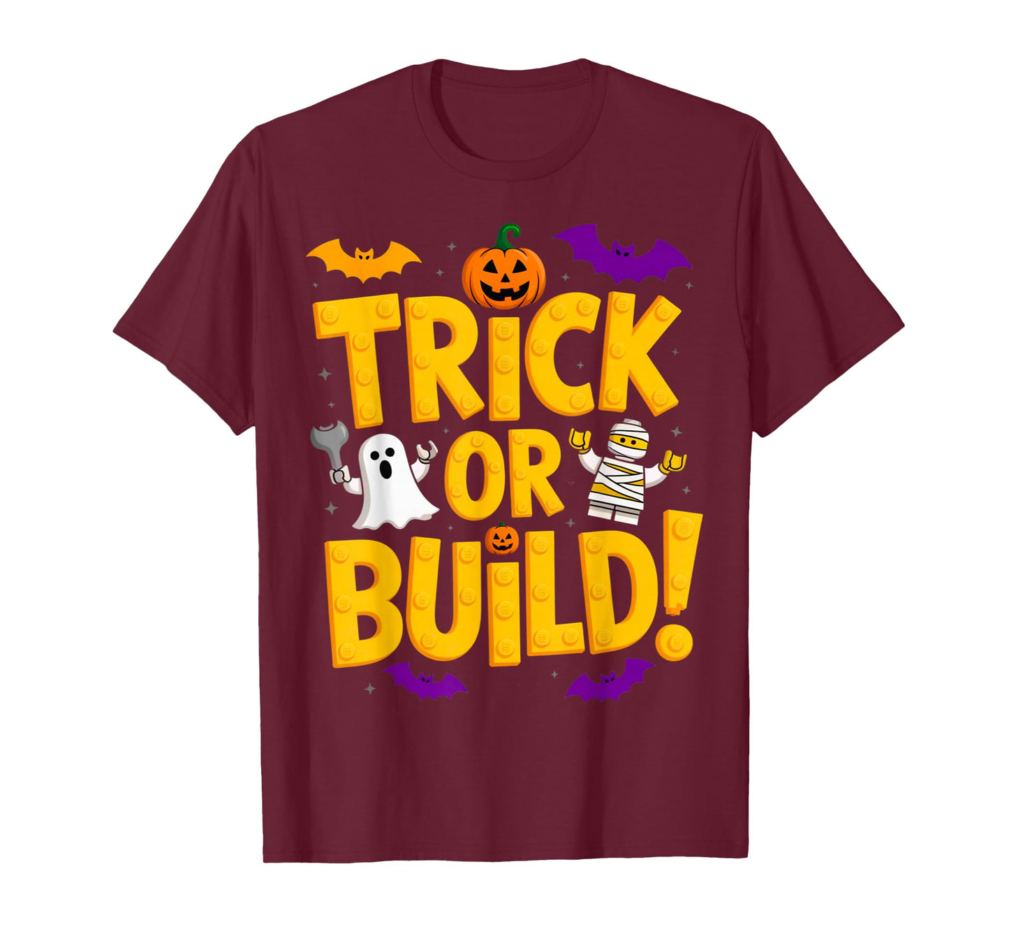 Halloween Costume Master Builder Bricks Blocks Building Kids T-Shirt
