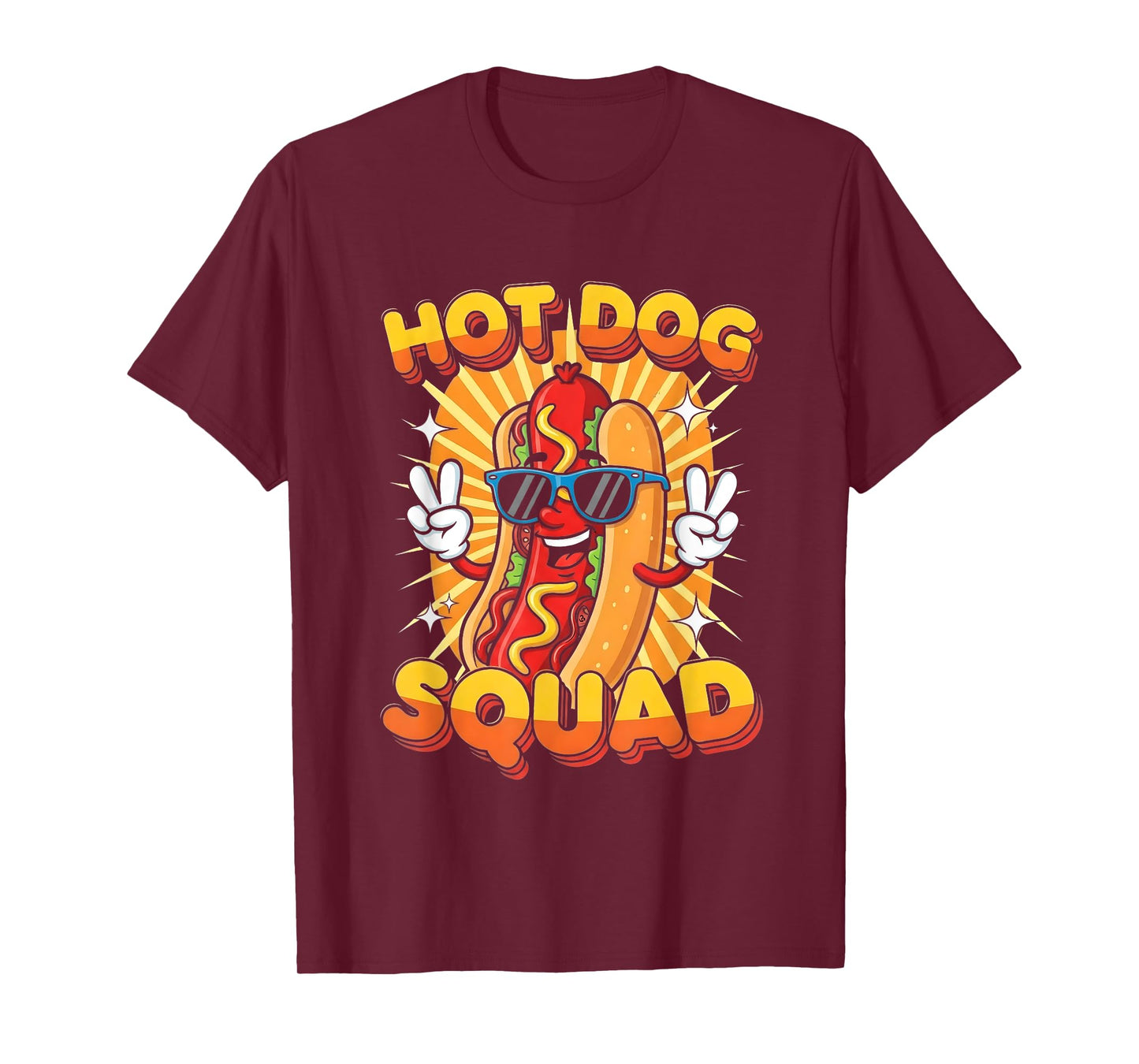 Hot Dog With Sunglasses Flashing Peace Sign Hot Dog Squad T-Shirt
