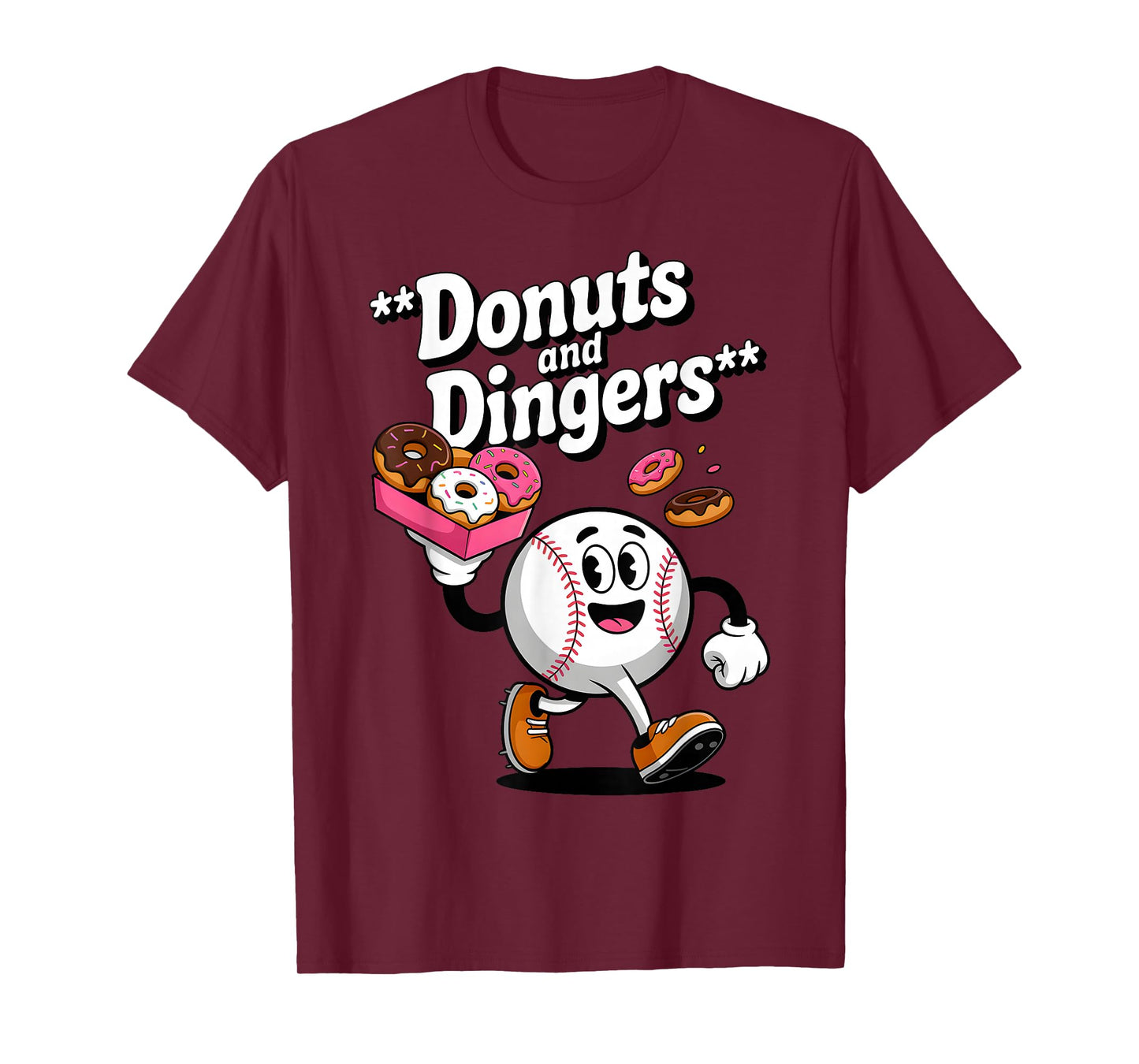 Donuts And Dingers Baseball Fan Humor Donut T-Shirt
