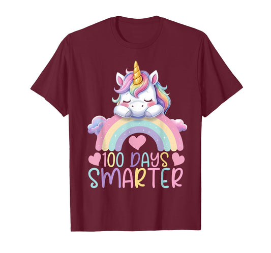 100 Days Smarter Kids Girls Unicorn 100th Day of School T-Shirt