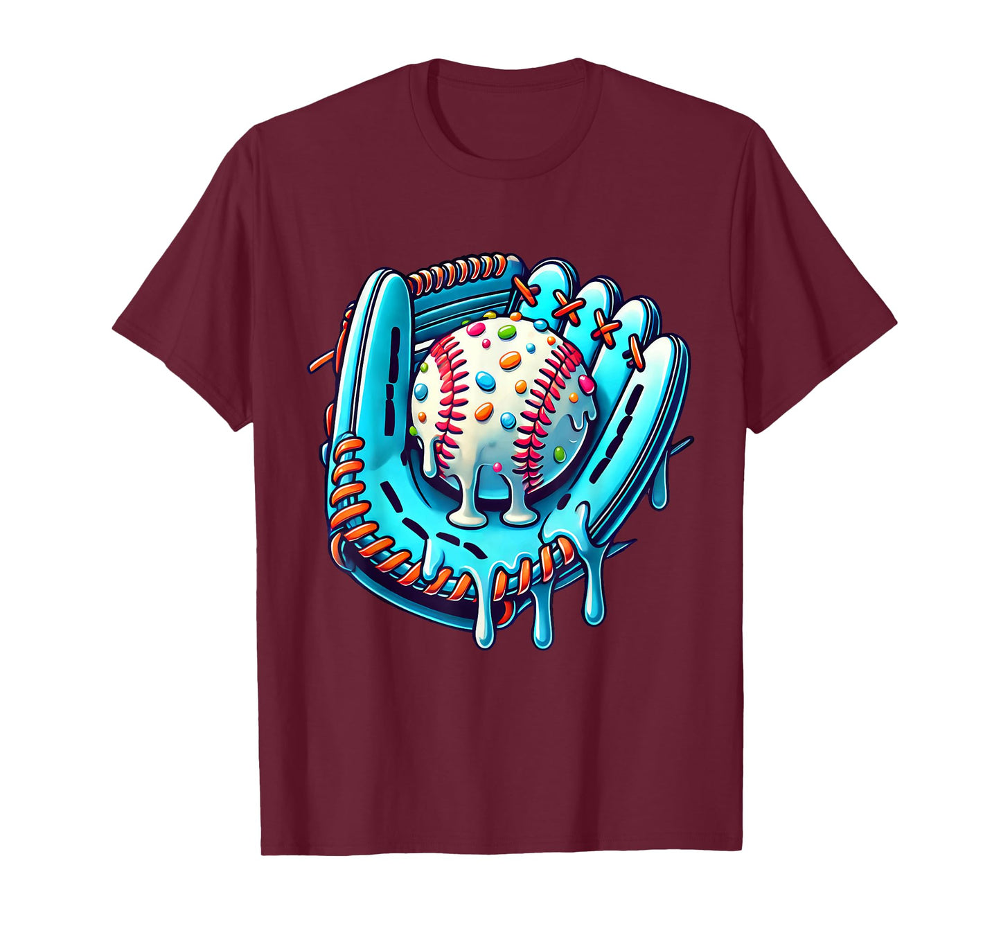 Baseball Drip Design Ice Cream Sprinkles Baseball Player T-Shirt