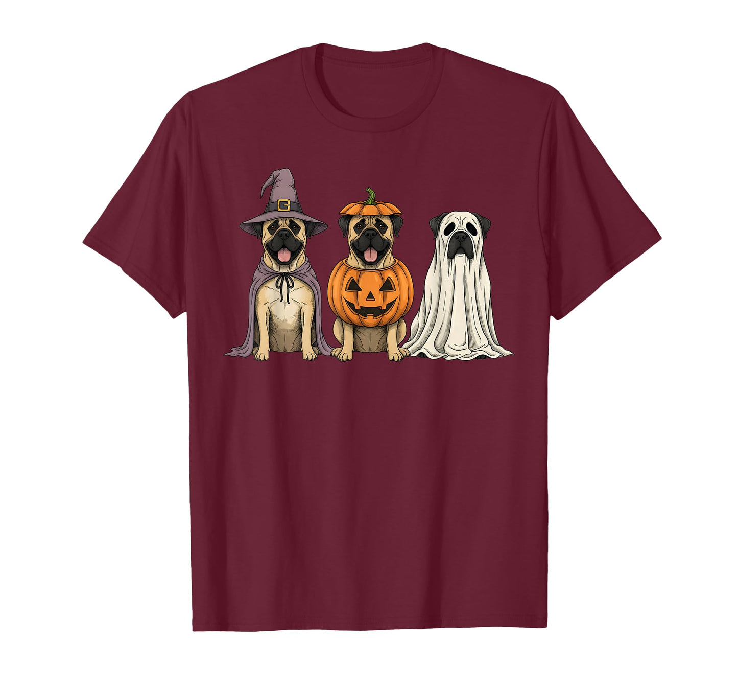 Spooky Ghost Bullmastiff Pumpkin Halloween Dog Lover T-Shirt