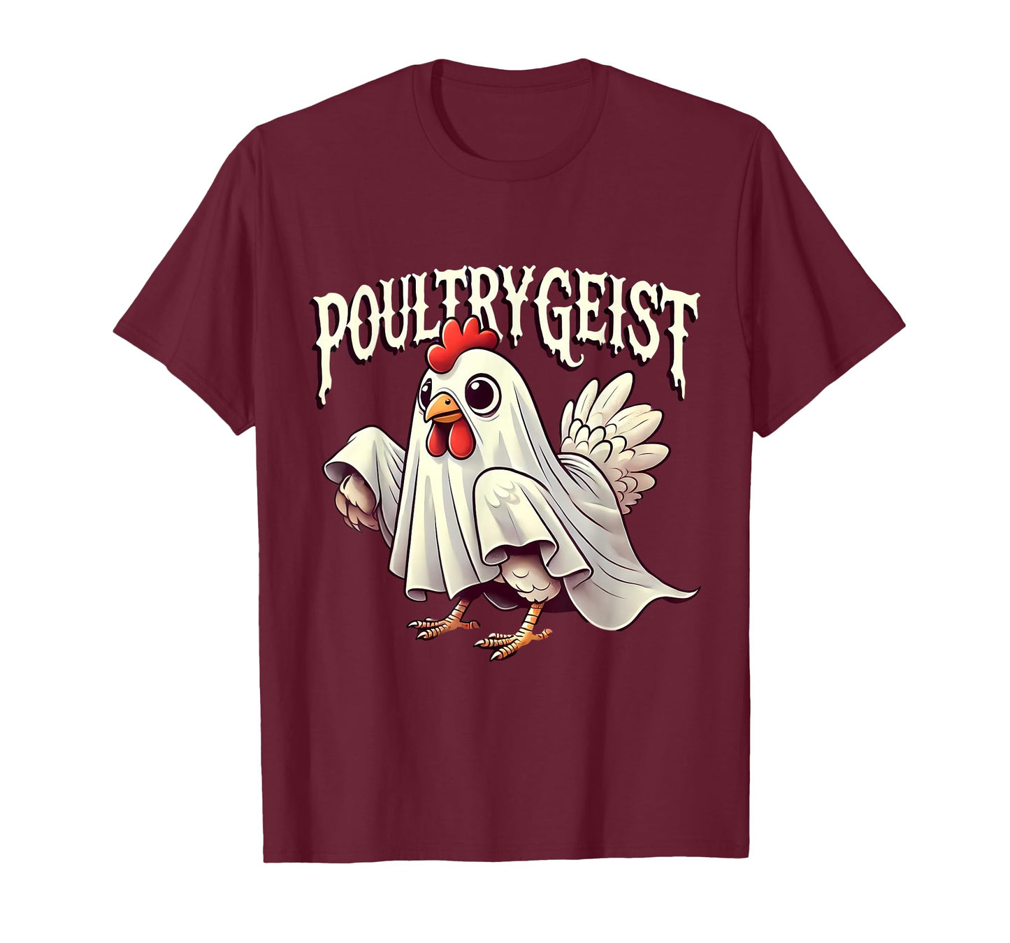 Chicken Ghost Poultrygeist Funny Halloween Farmer T-Shirt