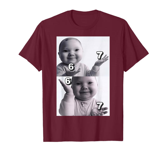 Funny gen z Brainrot ai Laughing Niche Baby Six Seven Meme T-Shirt