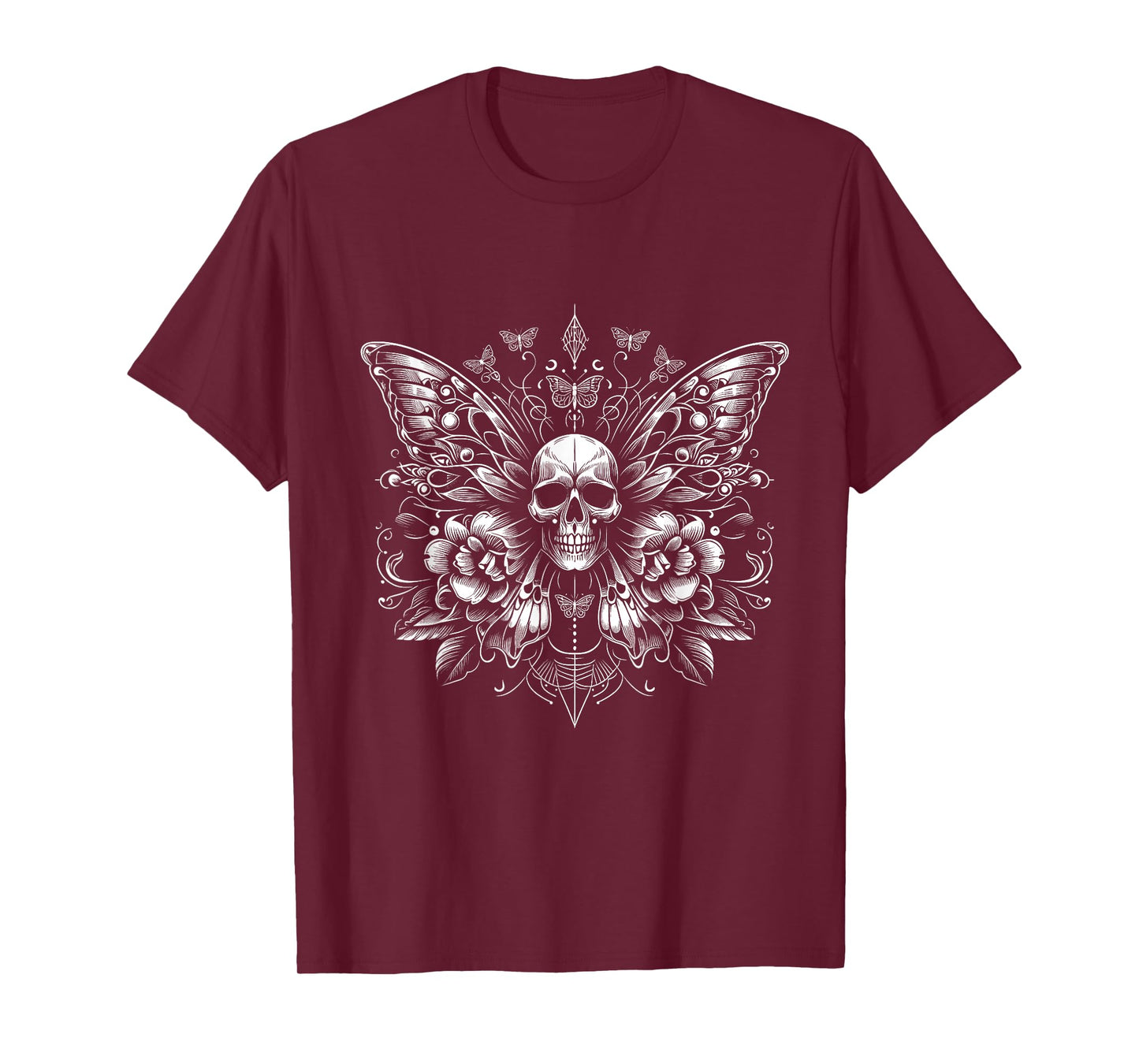 Butterfly Skull floral Dark Art Gothic Tattoo Style T-Shirt