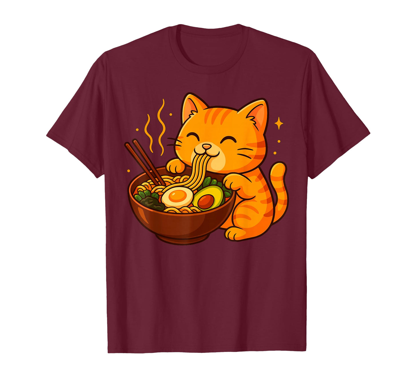Orange Cat Eating Ramen Noodles T-Shirt