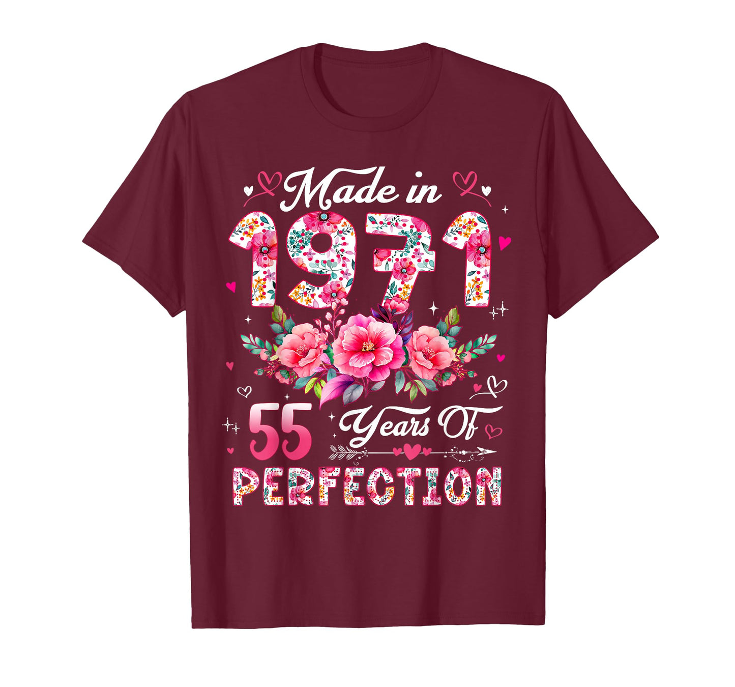 55 Year Old Made in 1971 Floral 55th Birthday Women T-Shirt