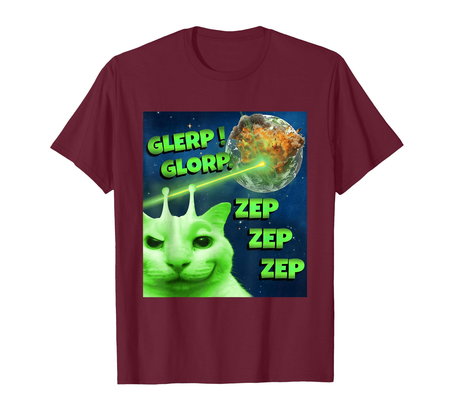 Glerp Glorp Funny Alien Cat Brainrot Gen Z Alpha Slang Meme T-Shirt
