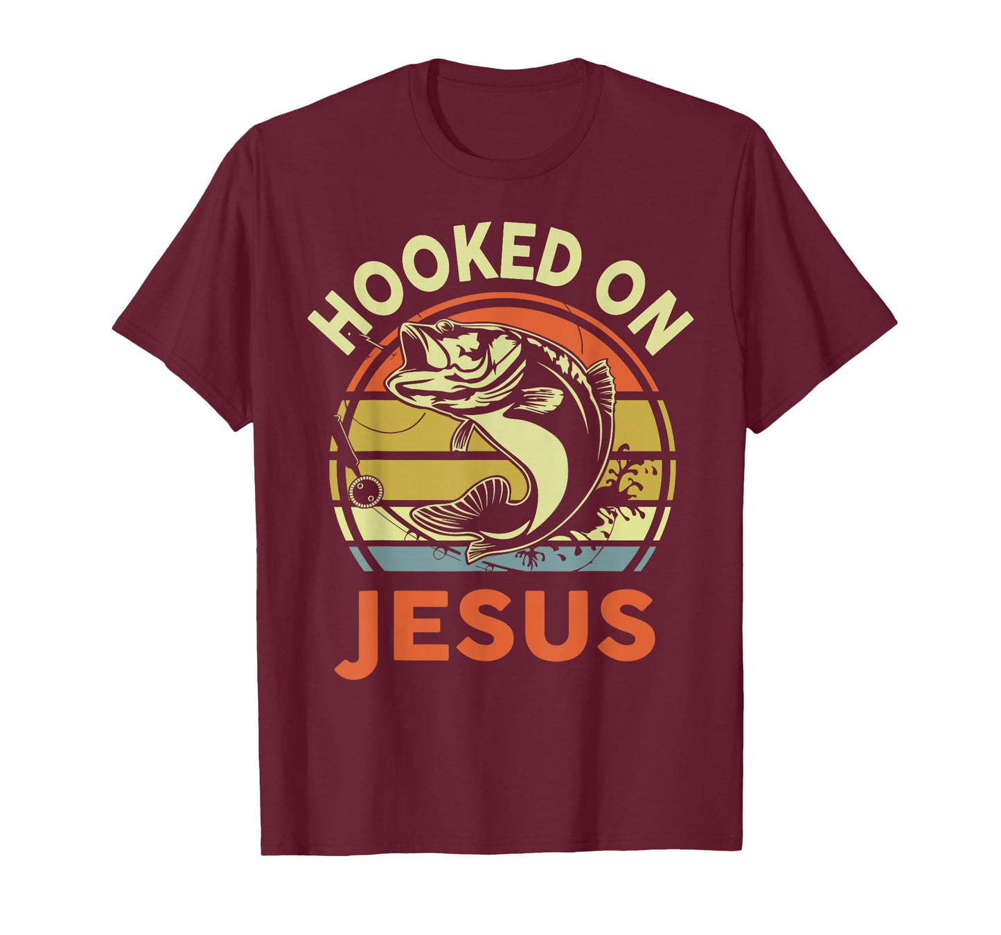 Hooked on Jesus Funny Christian Fishing Gift Dad Daughter T-Shirt