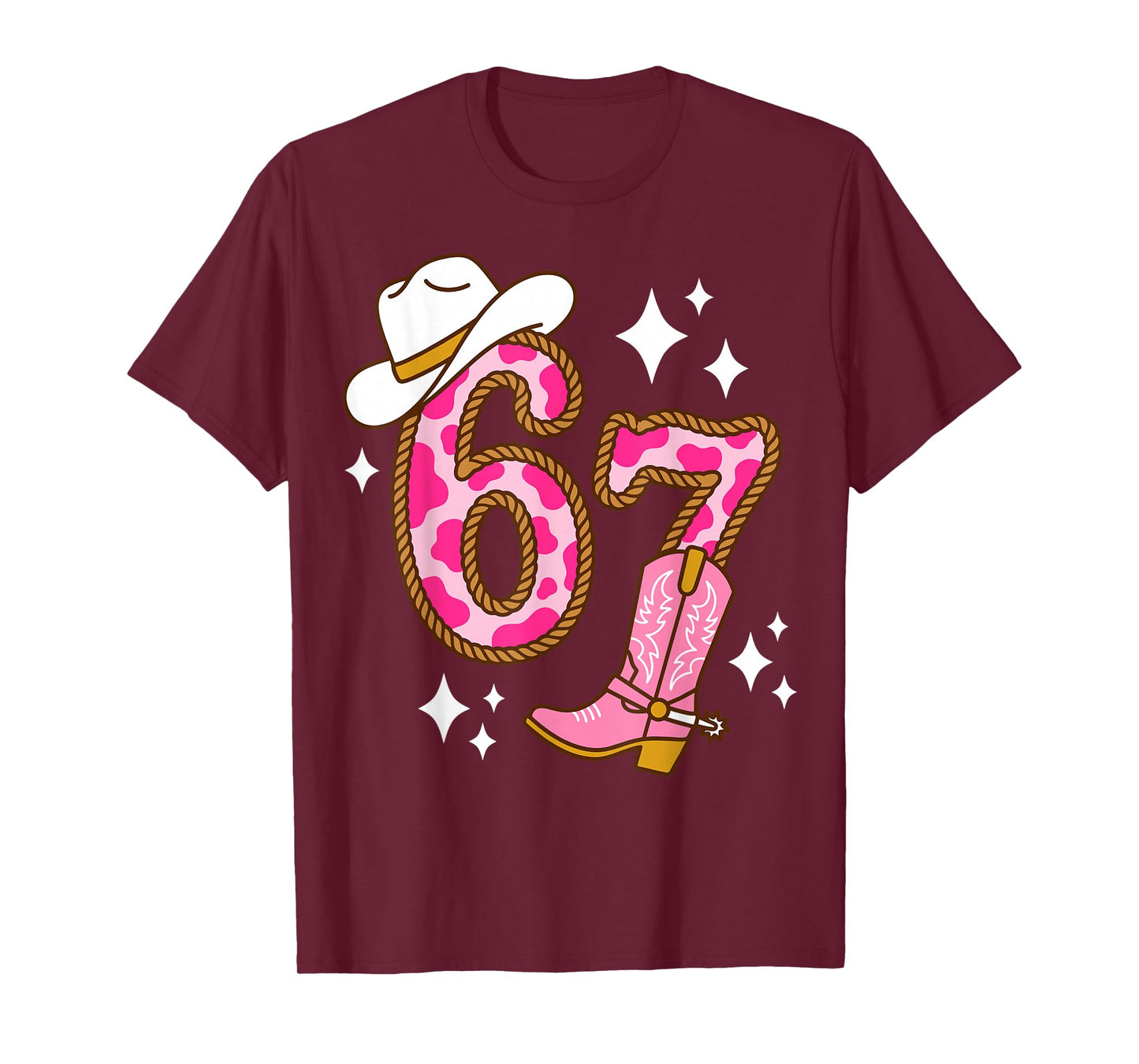 Western Cowgirl 67 Rope Pink Boot Hat Country T-Shirt