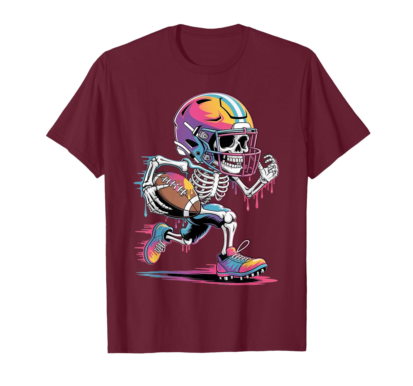 Halloween Skeleton Football Drip Dripping Boys Youth Kids T-Shirt
