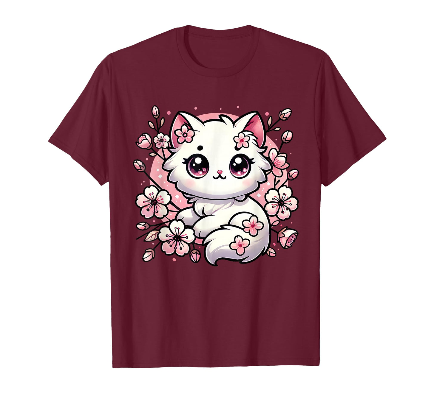 Cute Kawaii Cat Cherry Blossoms Kitten Lover Gift Women Girl T-Shirt