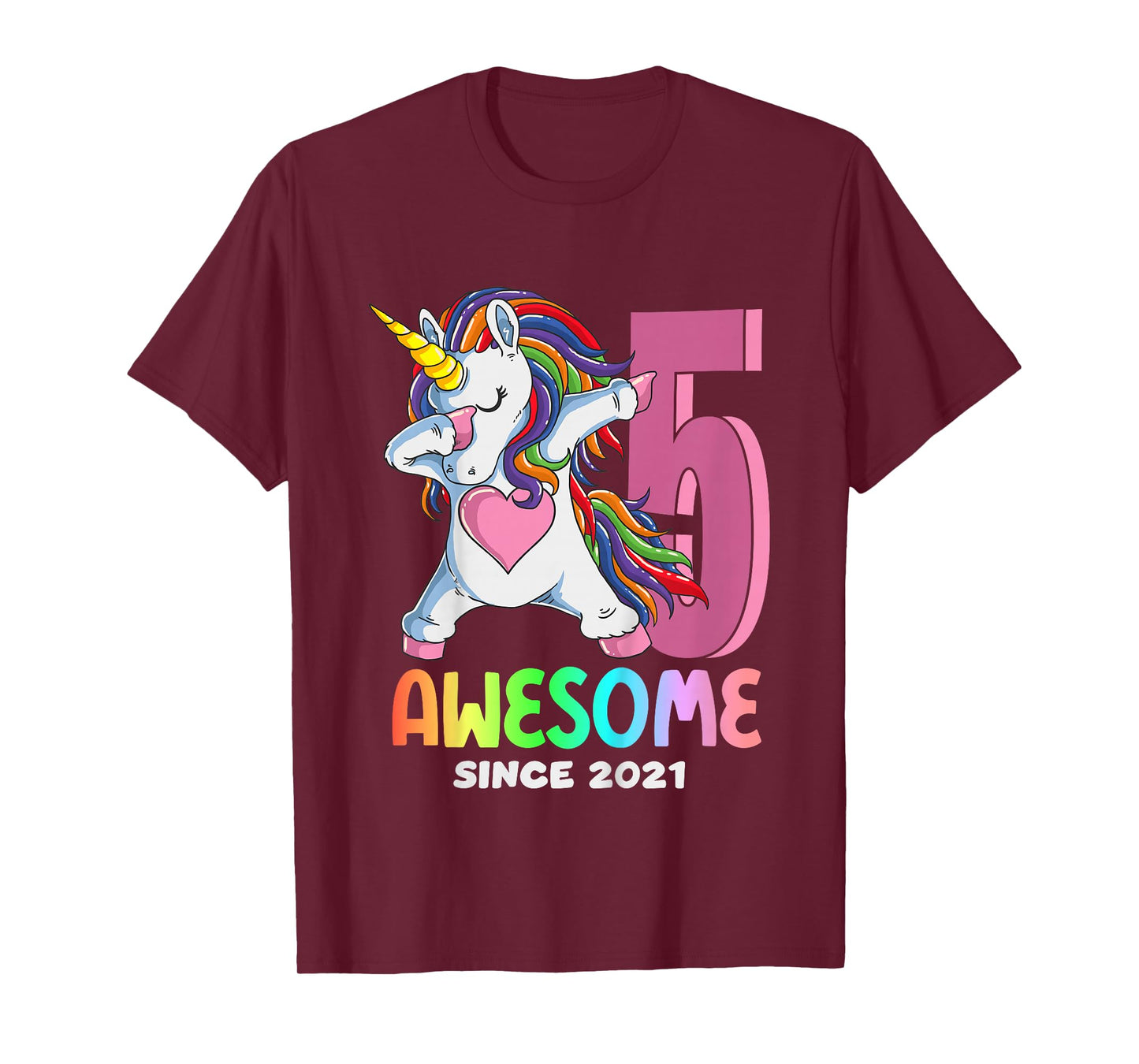 5th Birthday Girl Unicorn Shirt Awesome Since 2021 Toddler T-Shirt
