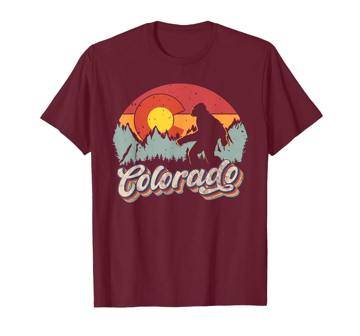 Colorado Mountain Hiking Bigfoot Camping Retro 80s Sasquatch T-Shirt