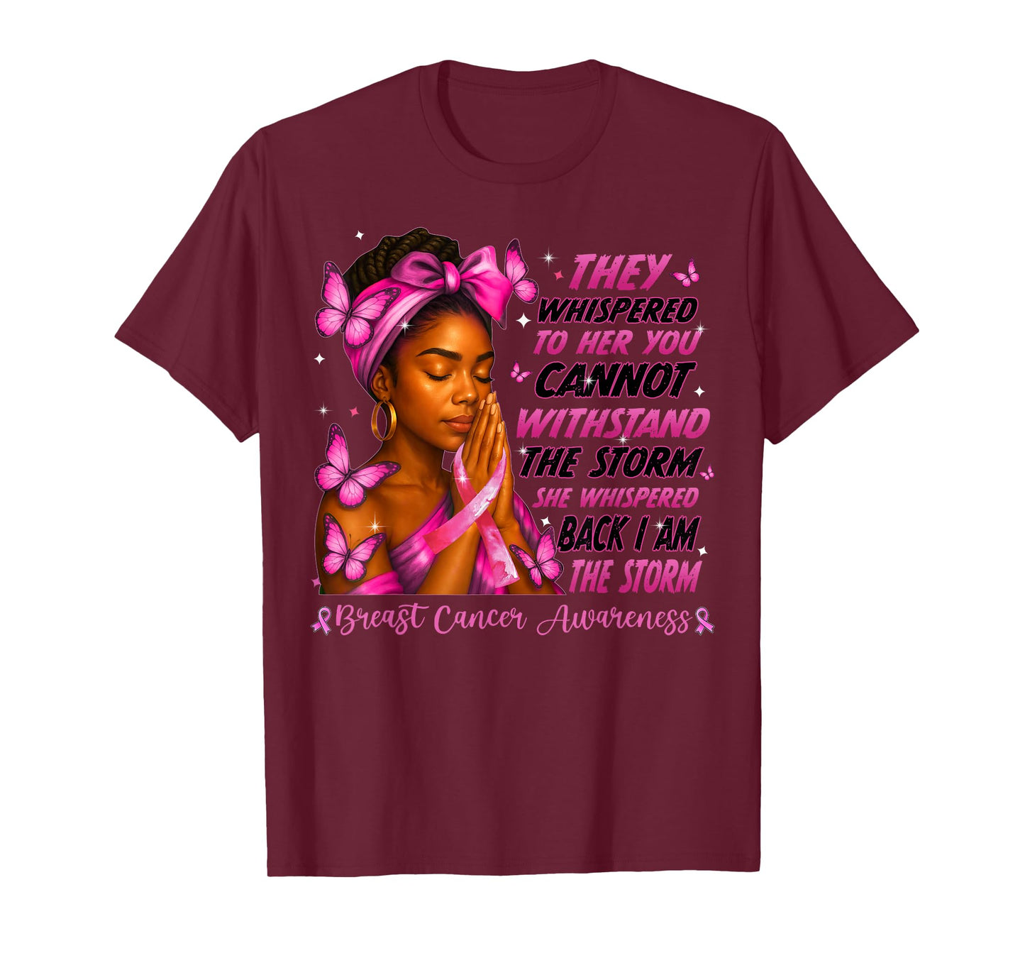 I'm The Storm Black Women Breast Cancer Survivor Pink Ribbon T-Shirt
