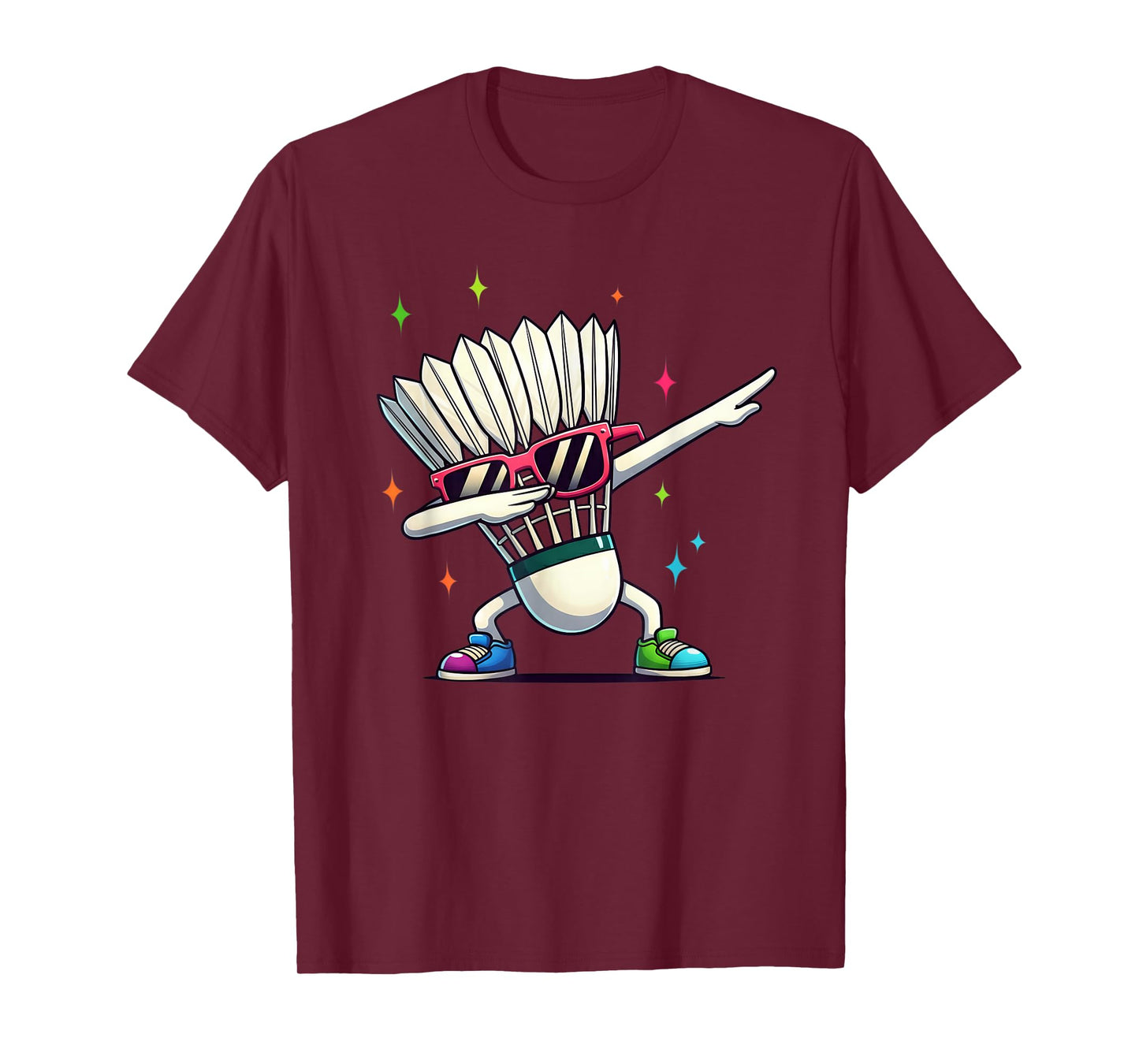 Funny Badminton Player Kids Boys Men Women Shuttlecock Dab T-Shirt