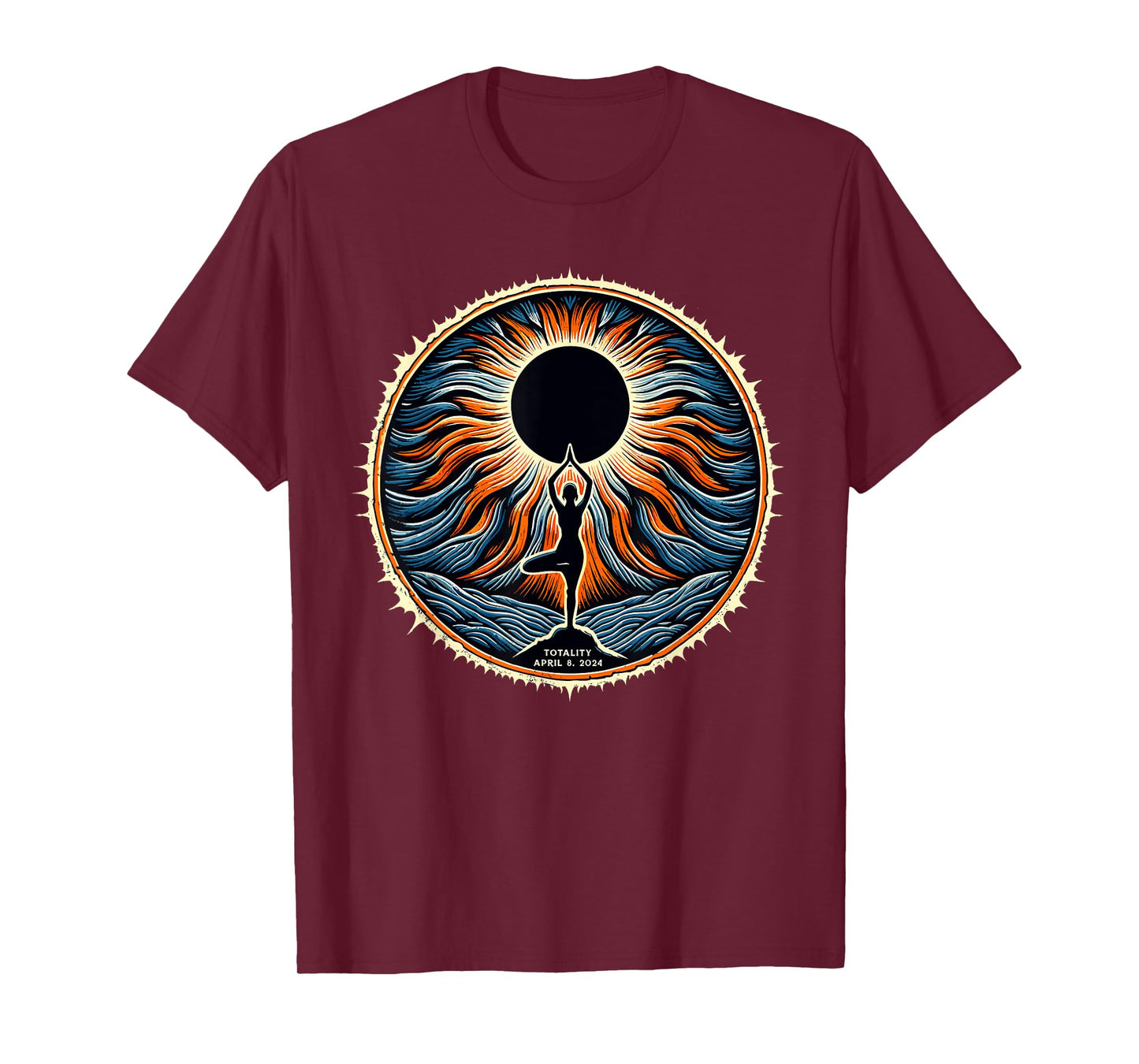 Totality April 8 2024 Total Solar Eclipse Women Yoga T-Shirt