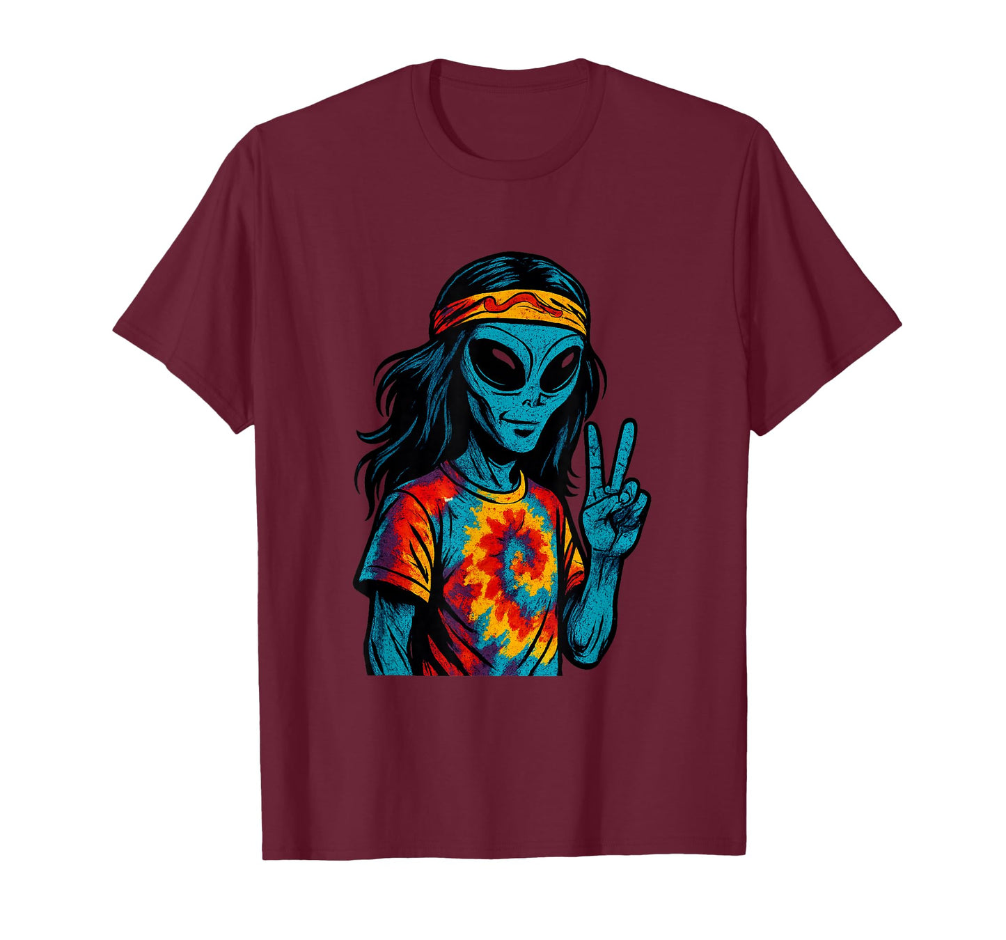 Hippie Alien Tie-Dye Design T-Shirt