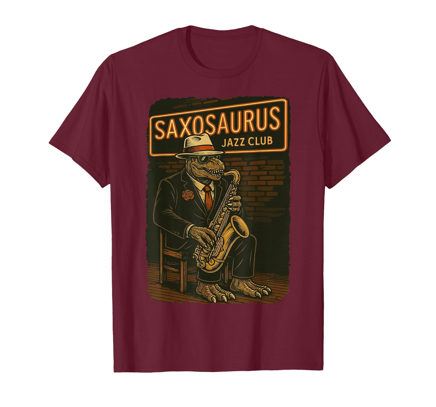 Saxosaurus Jazz Club Funny Dinosaur Saxophone Jazz Lover T-Shirt