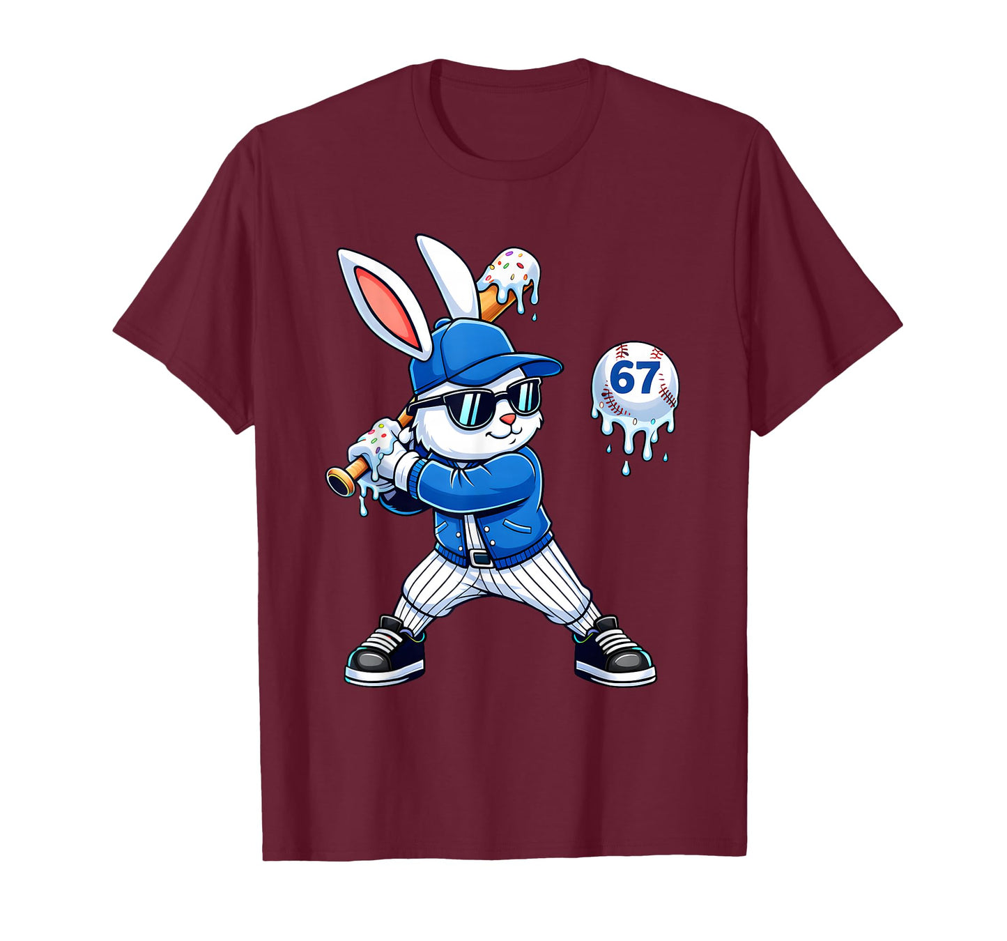 Funny Dripping Drip Baseball Rabbit Bunny Easter Men Boy Kid T-Shirt