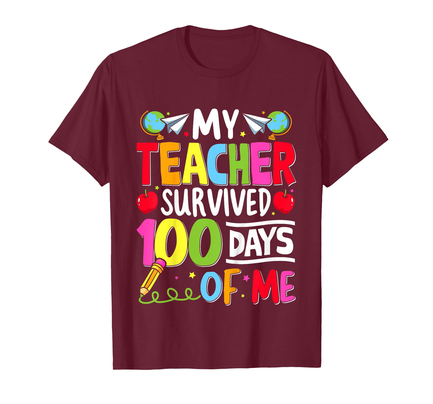 Kids 100th Day of School My Teacher Survived 100 Days of Me Boys T-Shirt