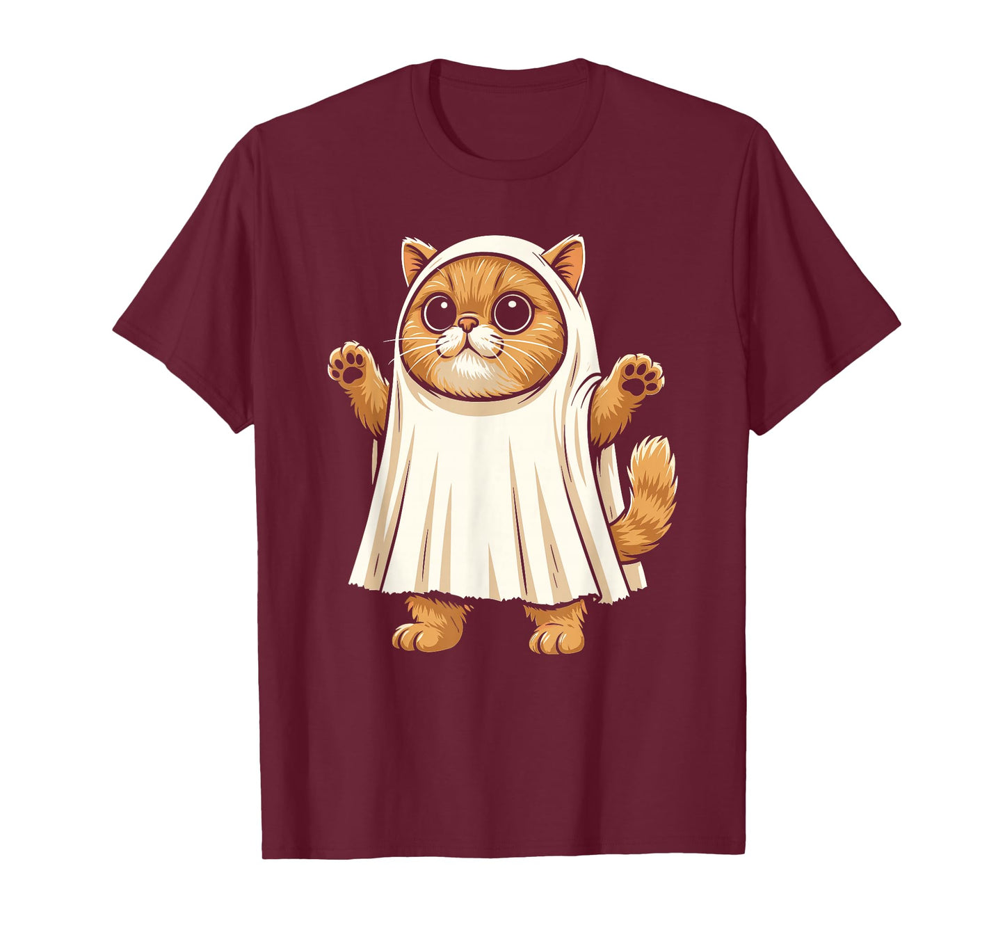 Sheet Ghost Cat Men Women Kids Teens Funny Halloween T-Shirt
