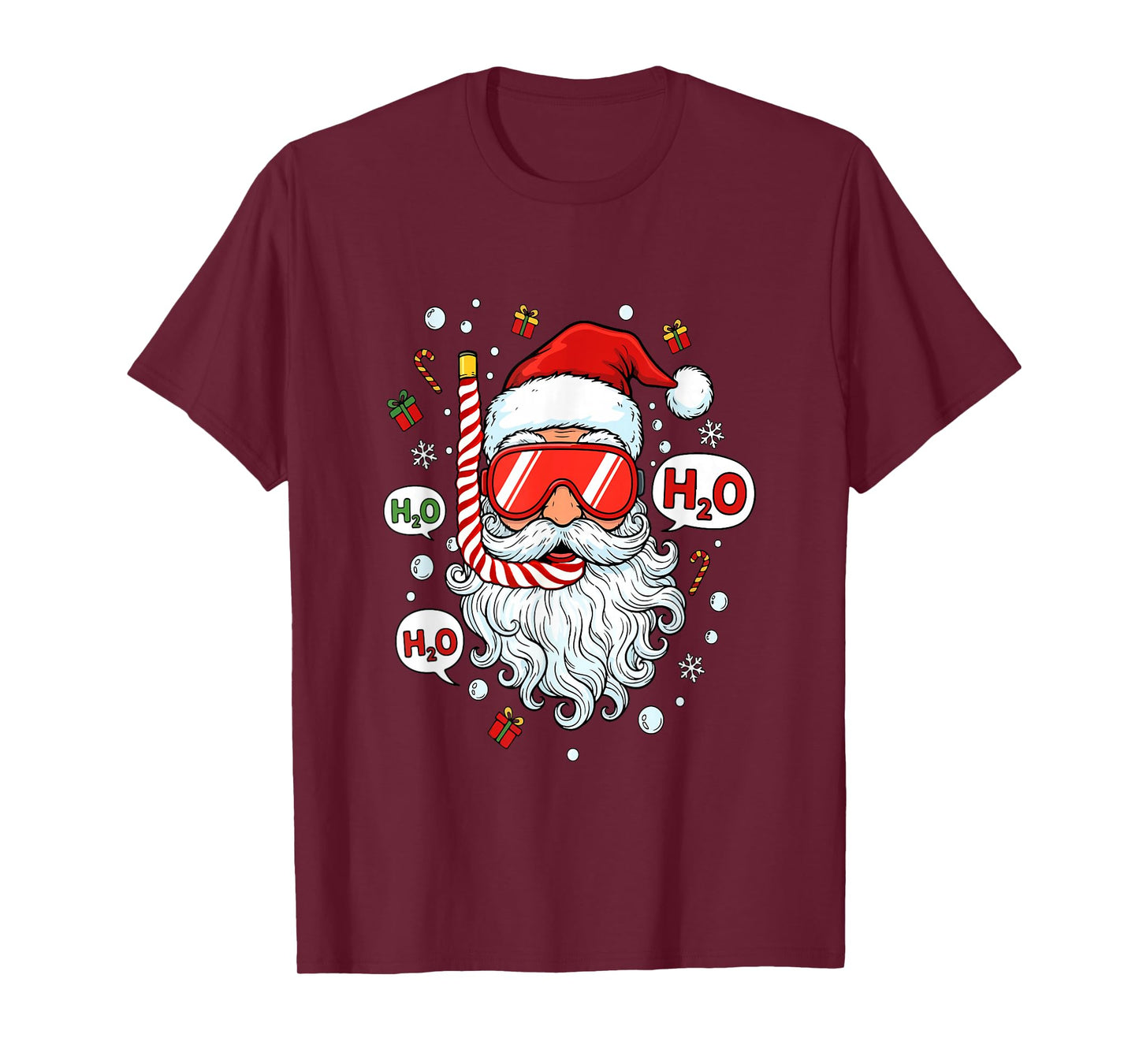Santa Scuba Diving Equipment Funny Scuba Diver Christmas T-Shirt