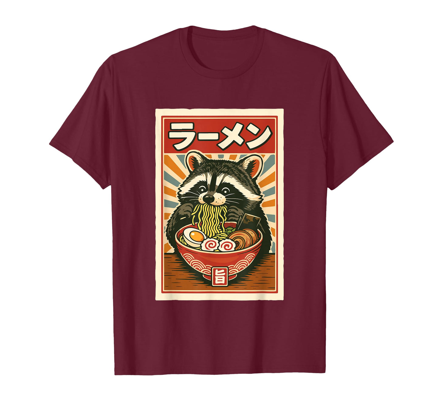 Funny Japanese Noodles Kawaii Animal Anime Ramen Raccoon T-Shirt