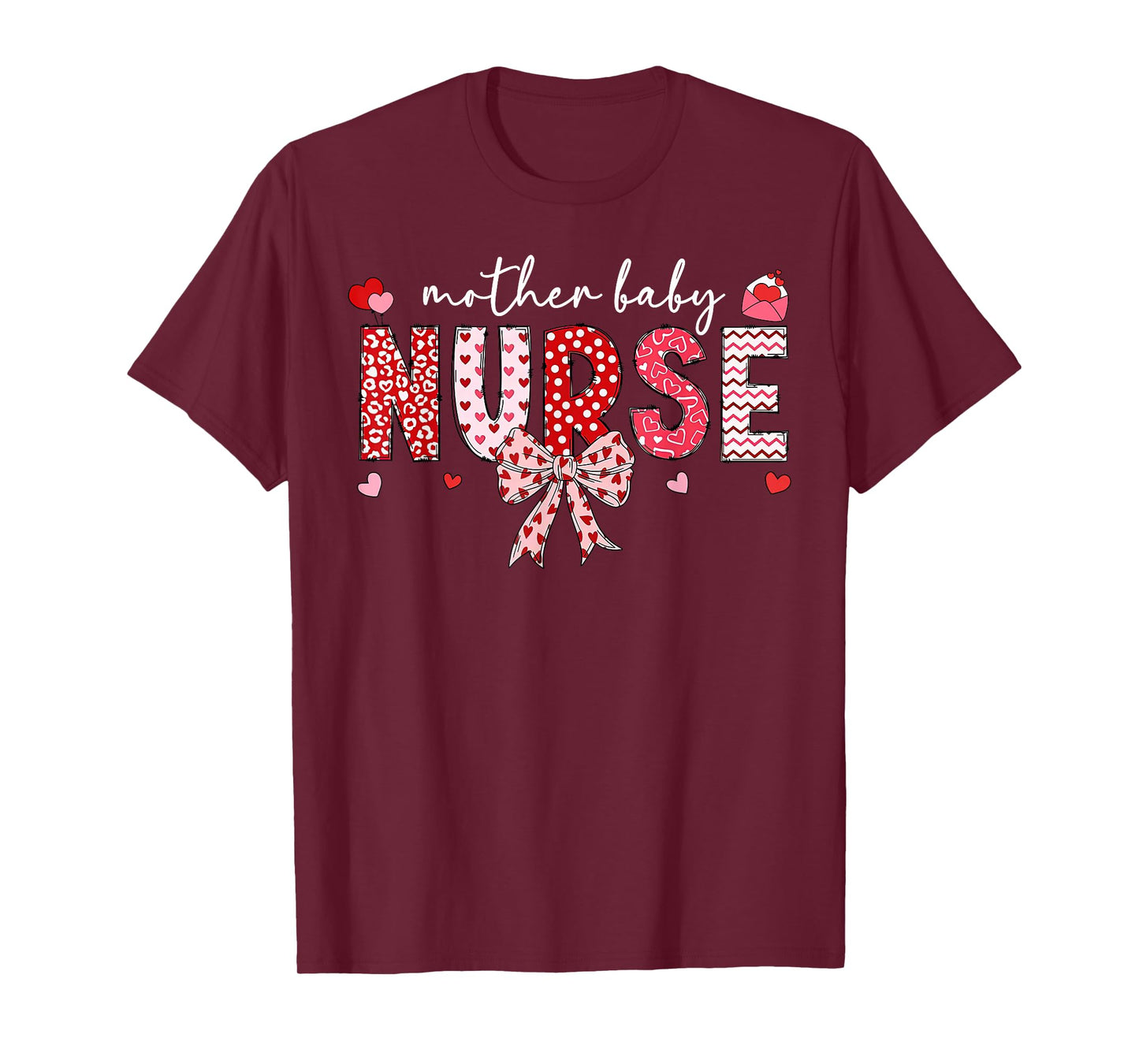 Valentines Mother Baby Nurse Coquette Bow Postpartum Nurse T-Shirt