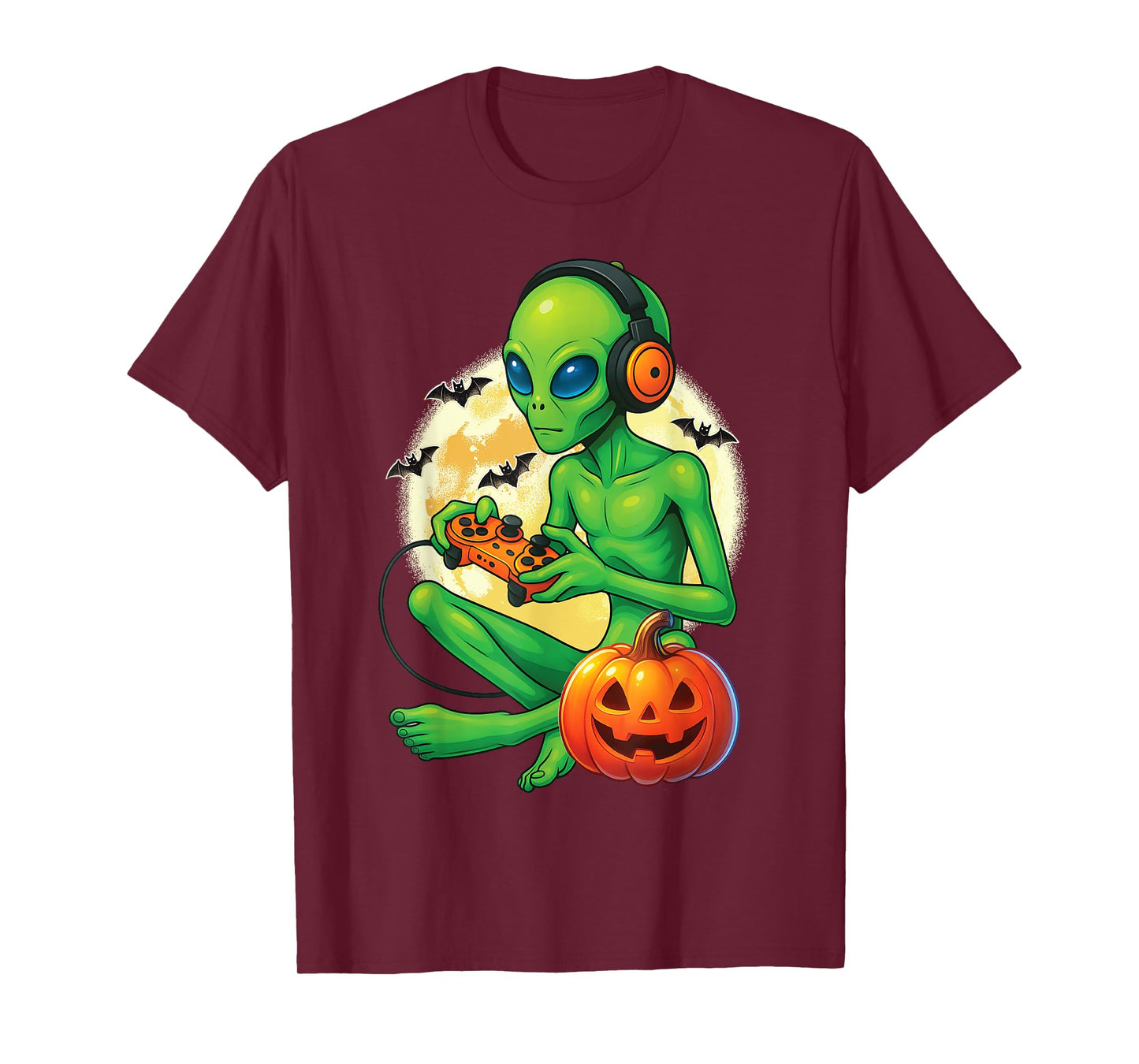 Cute Alien Gamer Funny Video Gaming Halloween Boys Men Kids T-Shirt
