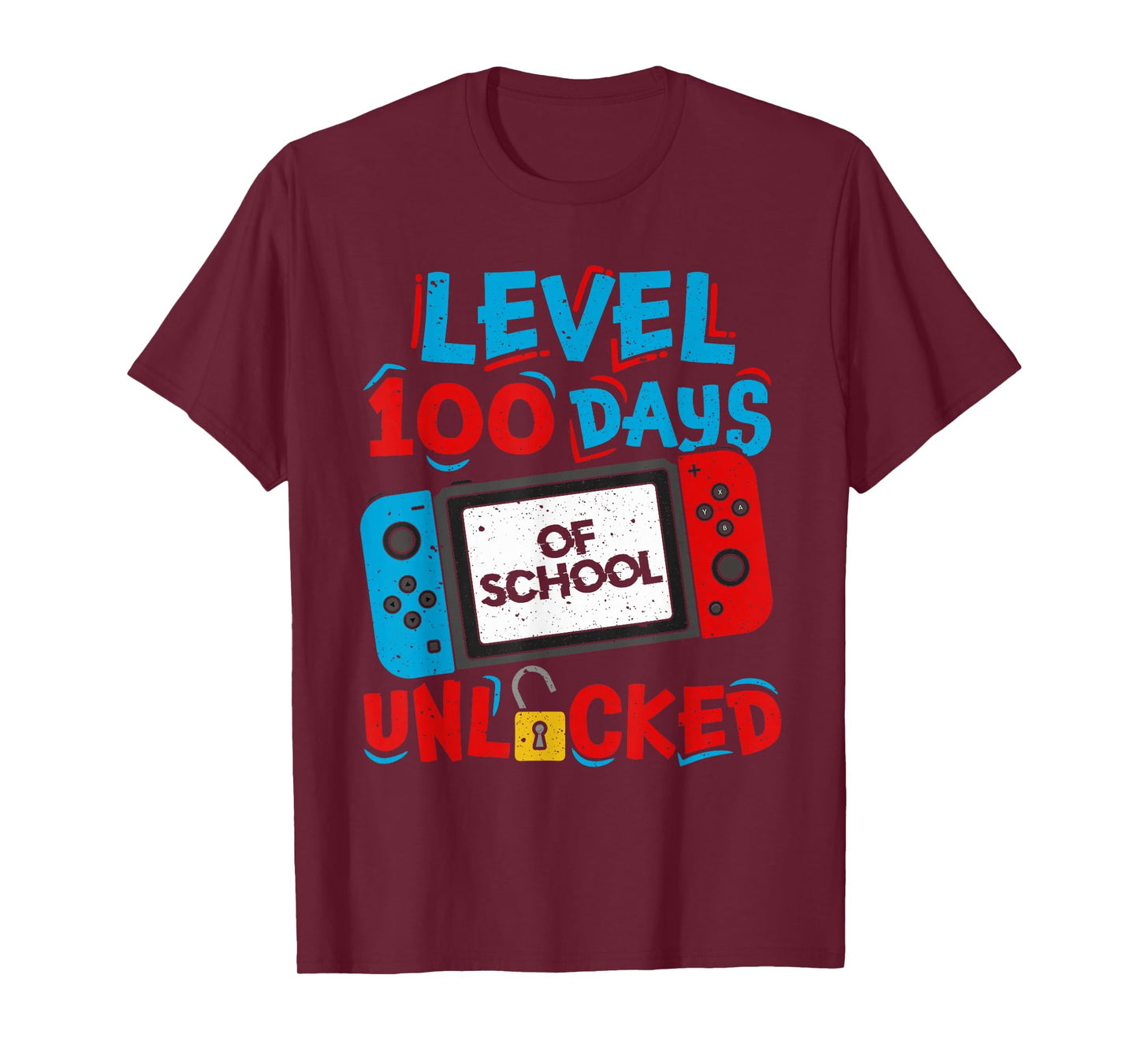 Level 100 Days of School Unlocked Gamer Video Games Boys T-Shirt