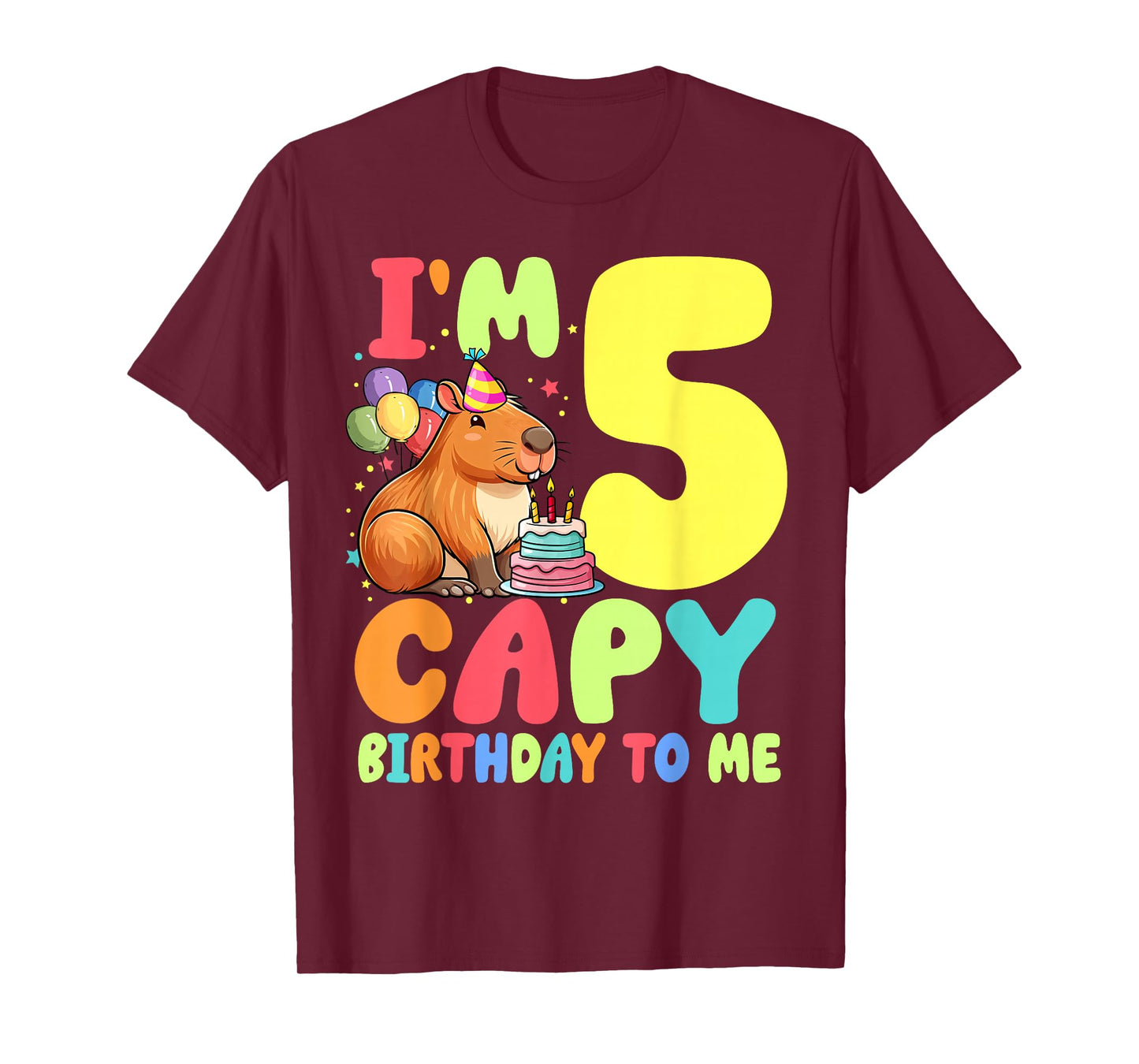 I'm 5 Year Old Capy Birthday To Me 5th Birthday Capybara T-Shirt