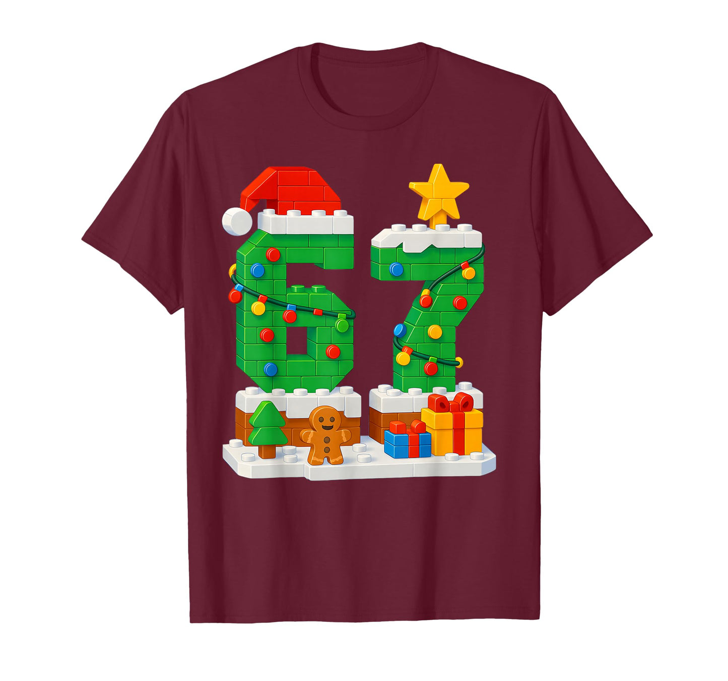 67 Christmas Building Blocks 6 7 Meme Boys Kids Funny Xmas T-Shirt