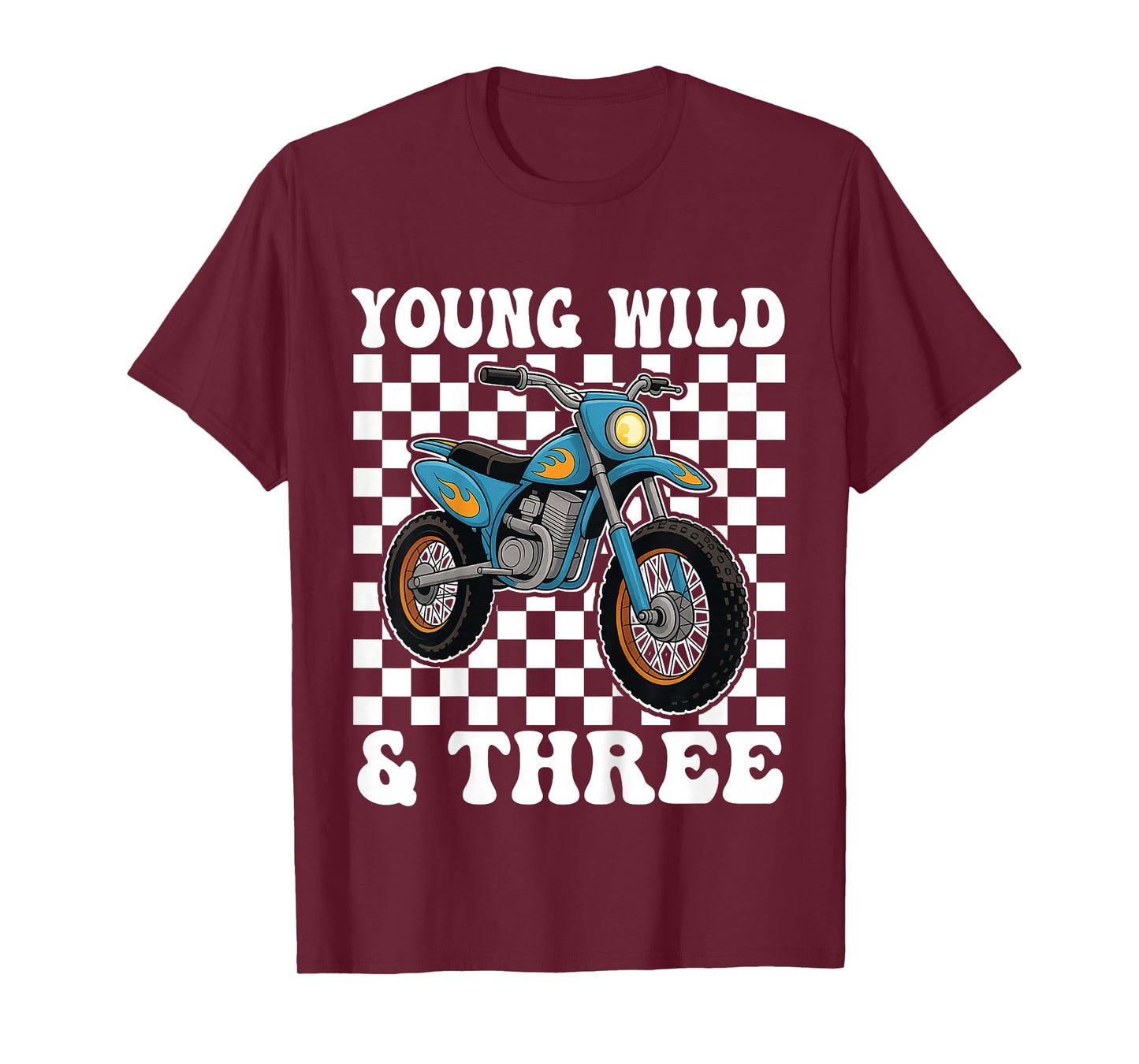 3rd Birthday Dirt Bike Young Wild and Three 3 Year Old T-Shirt
