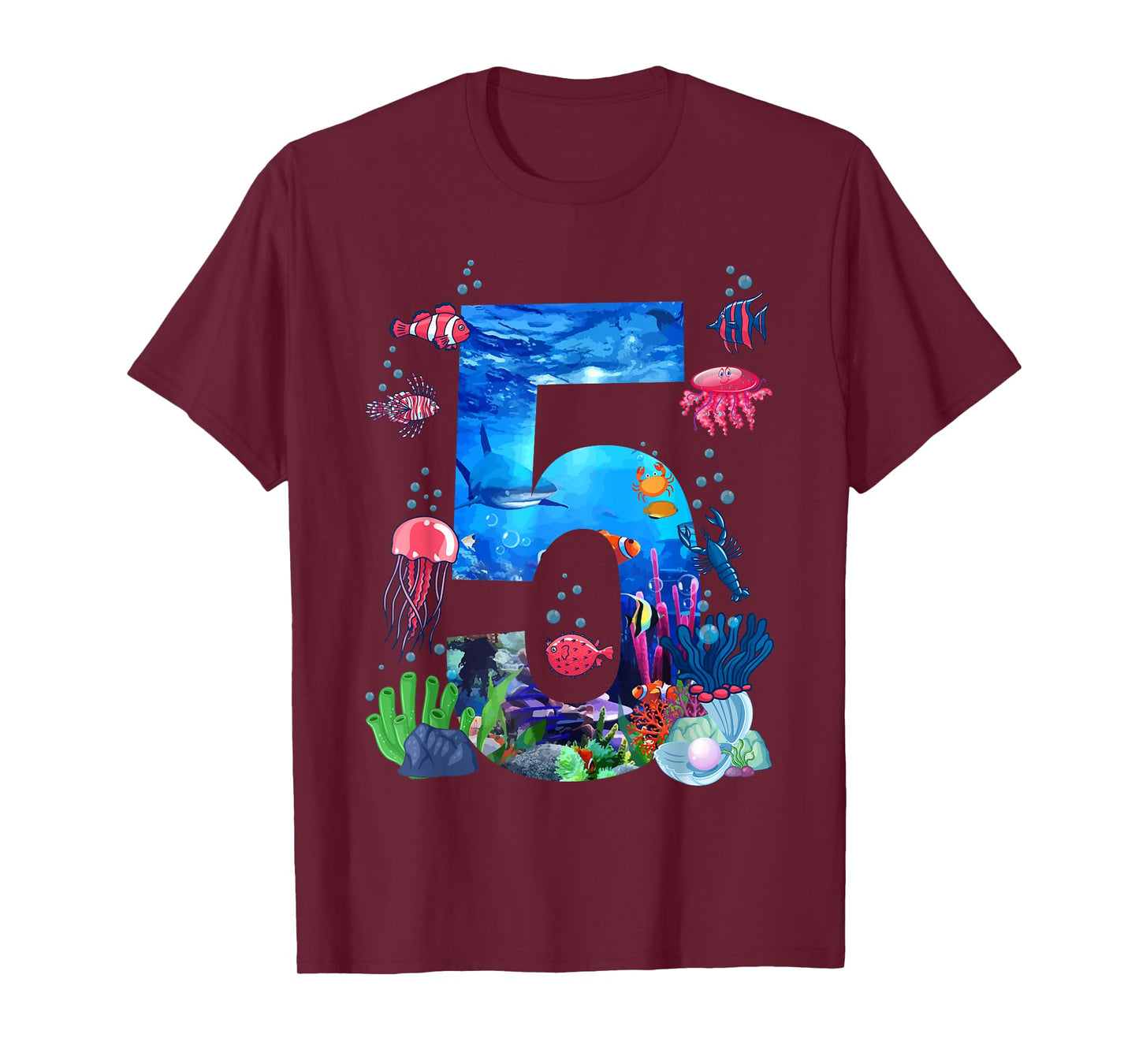 5th Birthday Party Ocean 5 Year Old Sea Fish Aquarium Boy T-Shirt