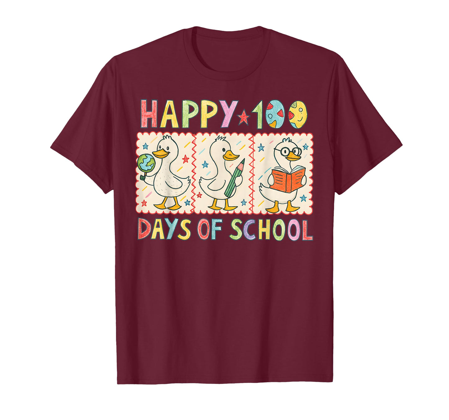 100 Days of School Cute Duck Teacher 100th Days Gift for Tea T-Shirt
