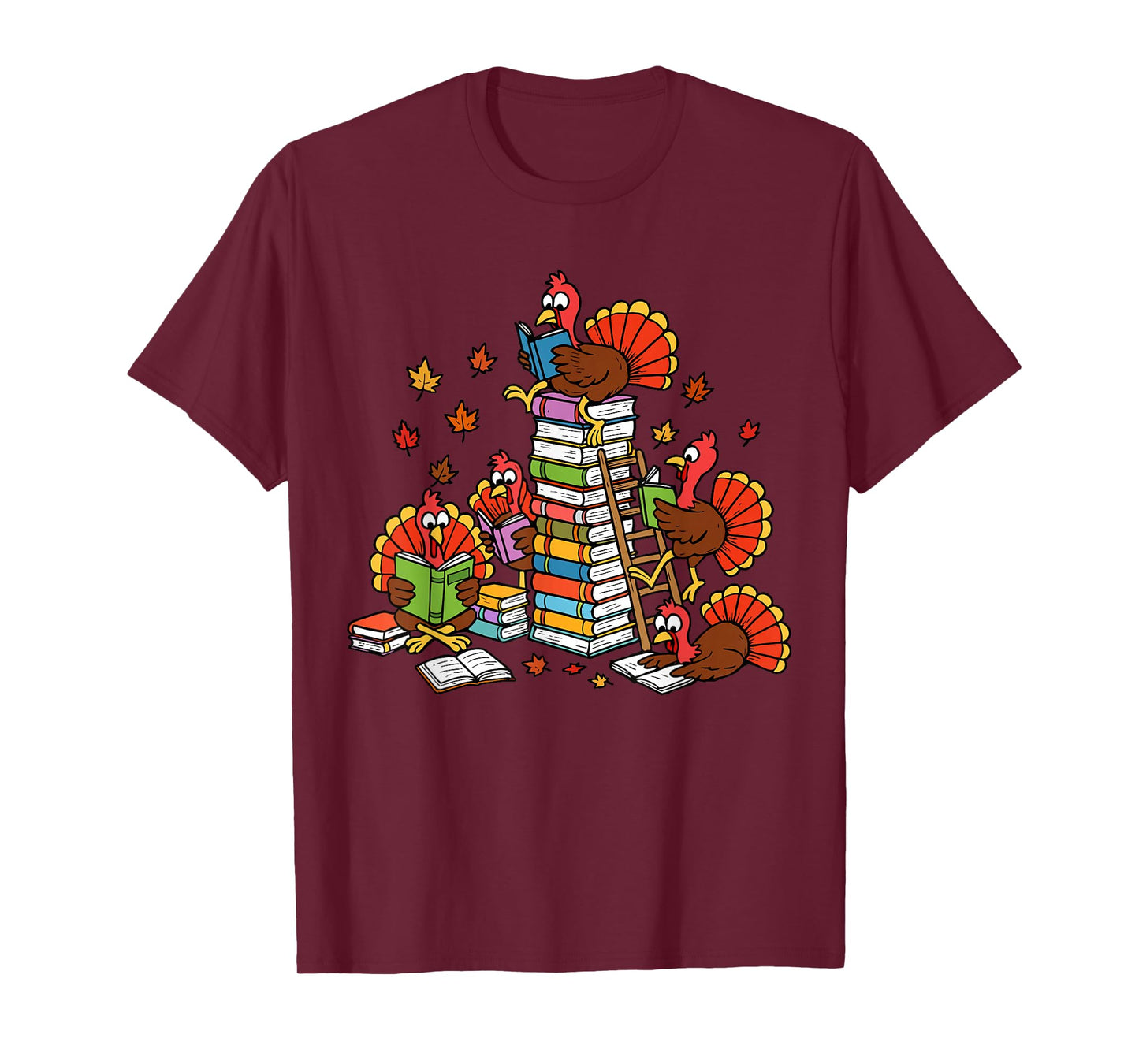 Turkey Reading Books Fall Thanksgiving Teacher Librarian T-Shirt
