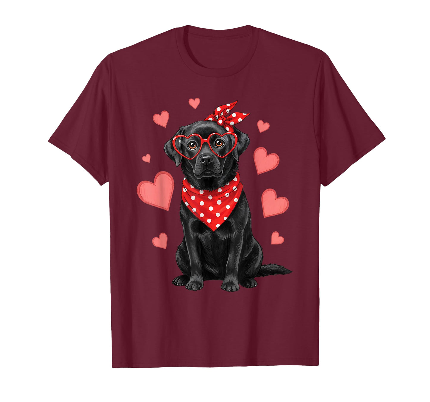 Labrador Dog Valentines Day Cute Heart Glasses Dog Lover T-Shirt