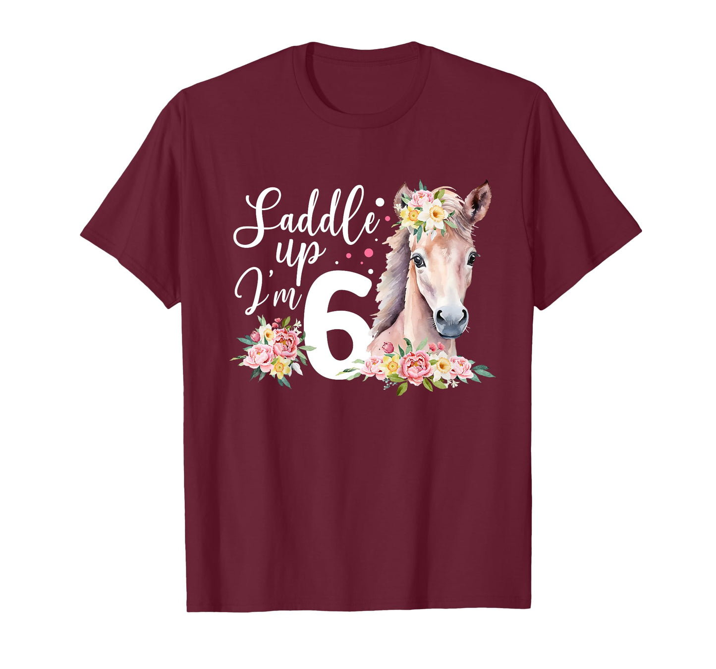 6th Horse Birthday Six Year Old Girl Horses Birthday T-Shirt